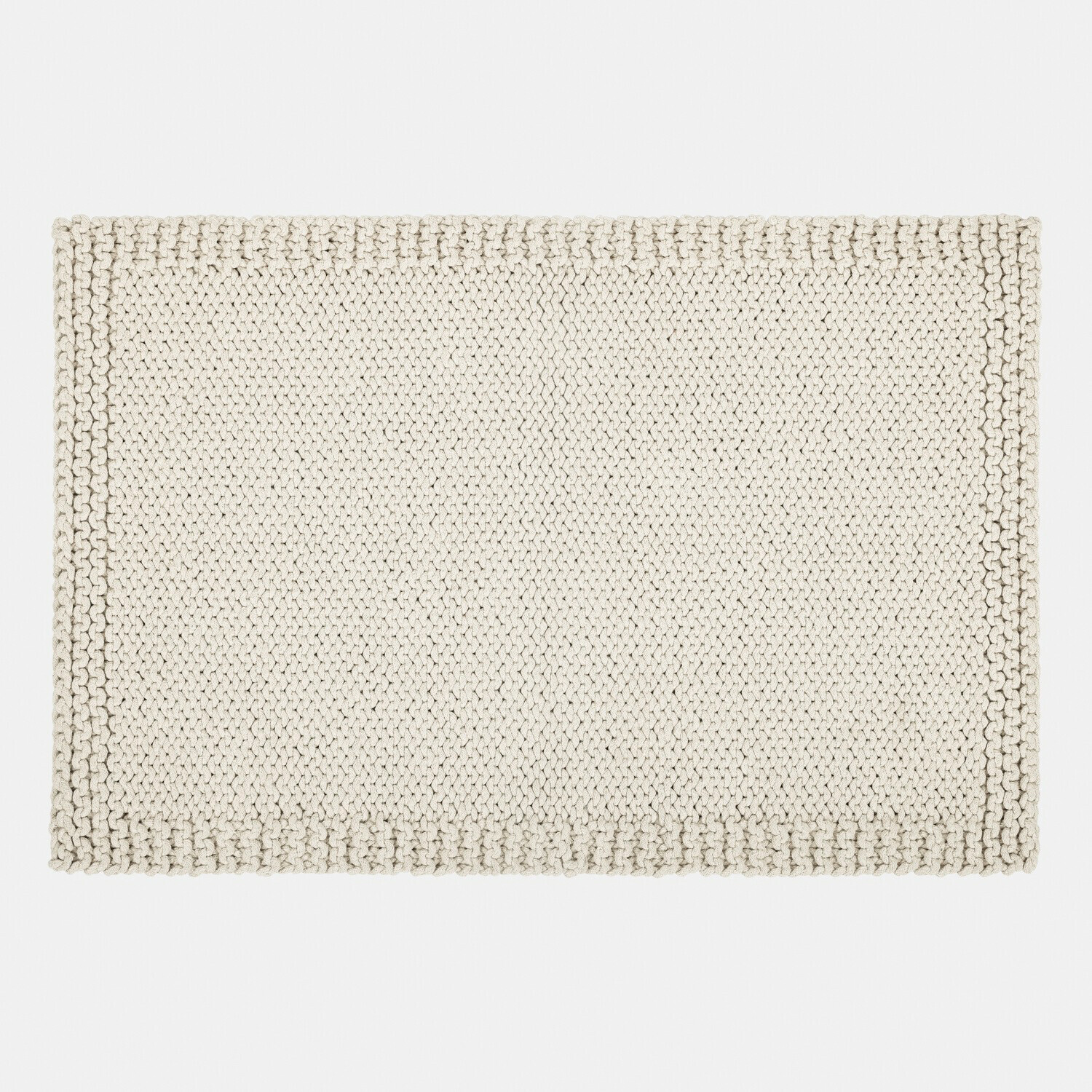 Scendibagno Carsen Tappeto beige rettangolare in materiale intrecciato spesso, morbido e decorativo per interni