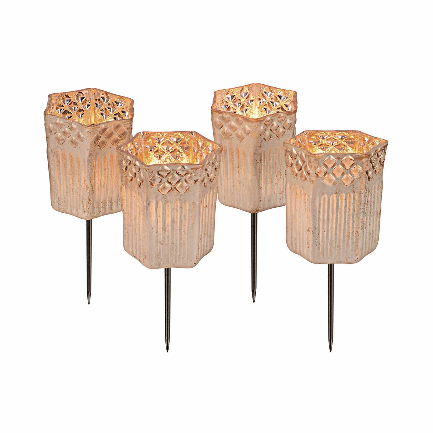 Set di 4 portacandeline con supporto Fontain