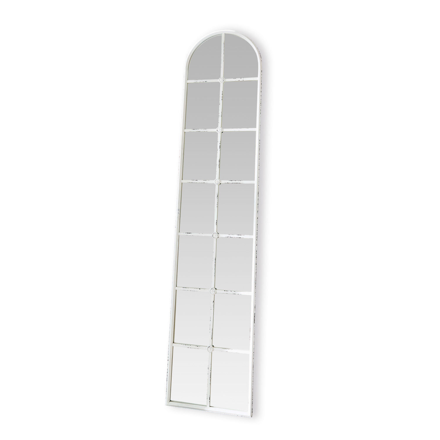 Specchio Westmor Specchio stretto e alto con cornice metallica bianca e suddivisioni rettangolari decorative