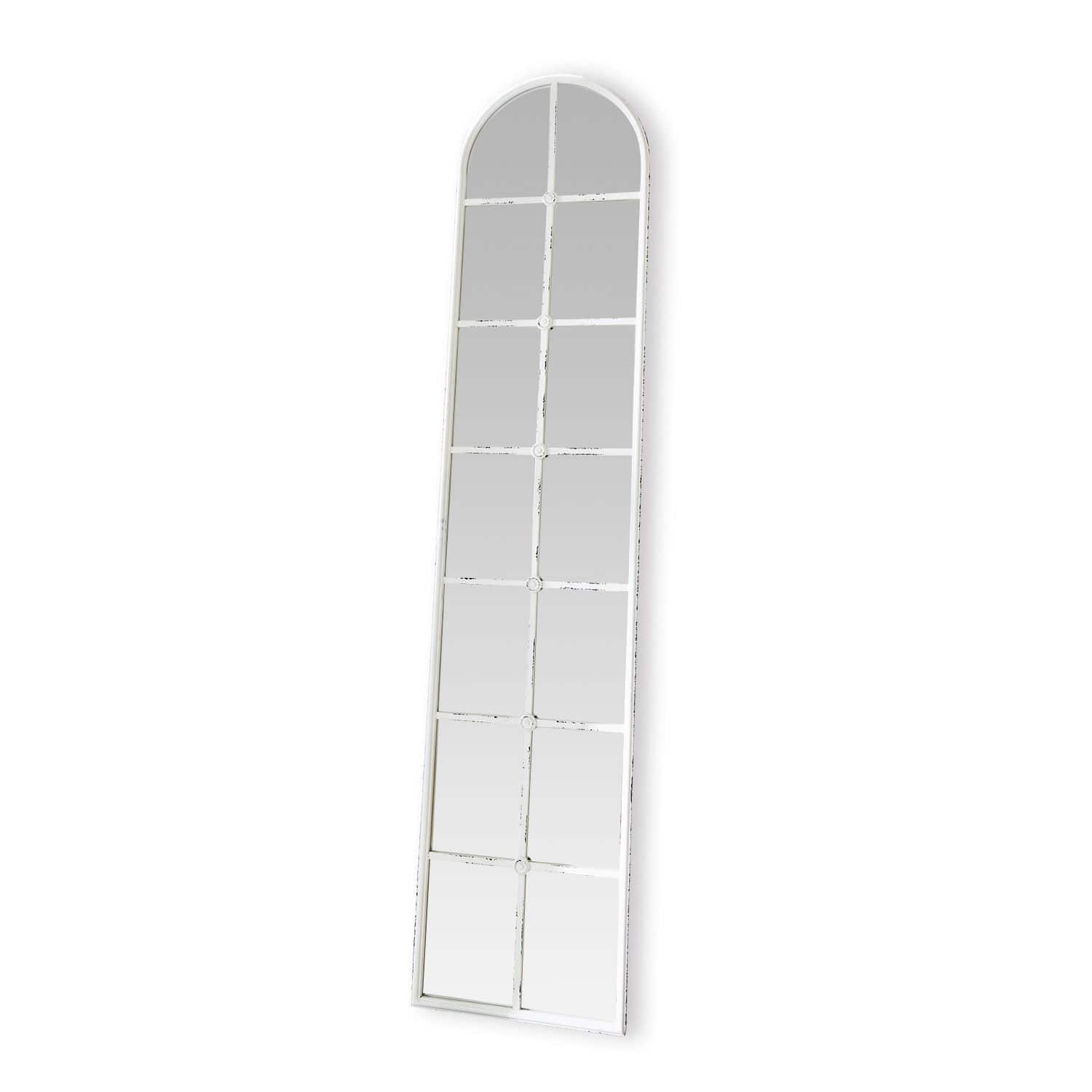 Specchio Westmor Specchio stretto e alto con cornice metallica bianca e suddivisioni rettangolari decorative