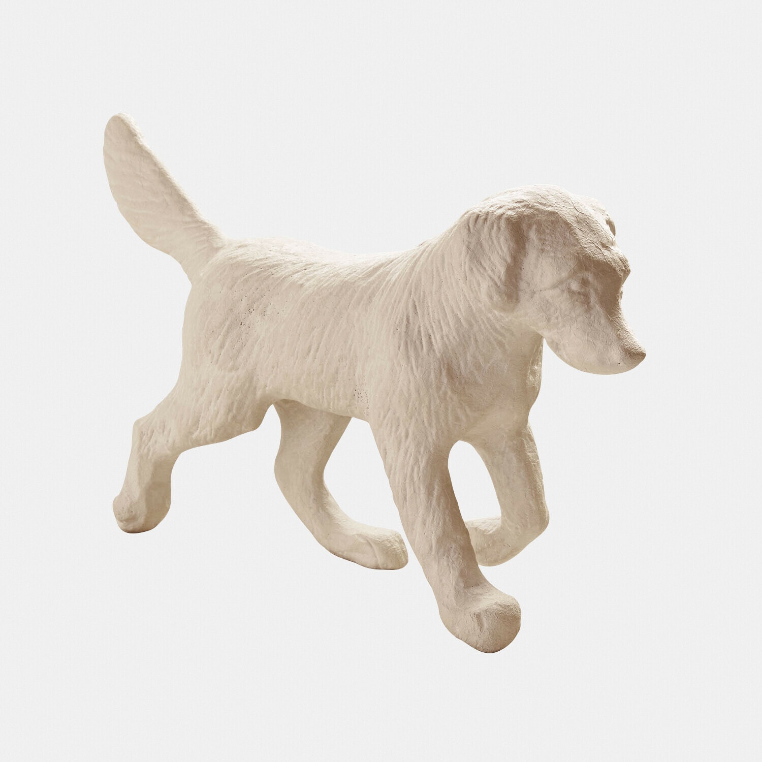 Oggetto decorativo Wendrel Statua di cane in pietra chiara con texture pelosa, decorazione per interni ed esterni
