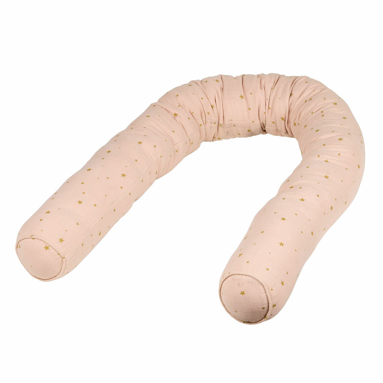 Paracolpi per lettino Vianne Cuscino a forma di U in cotone rosa con stampa di stelle dorate
