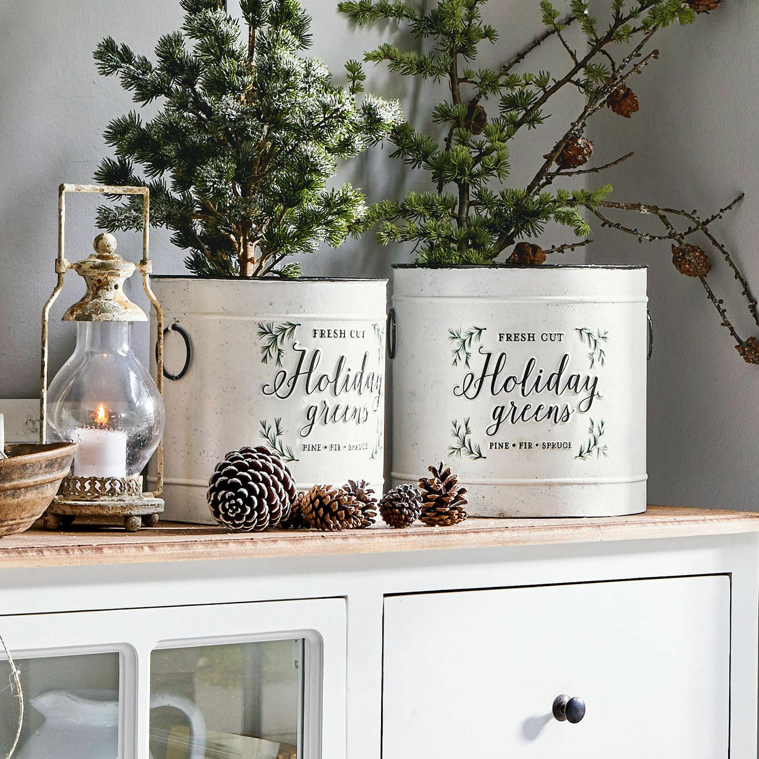 Coppia di portavasi Holiday Greens