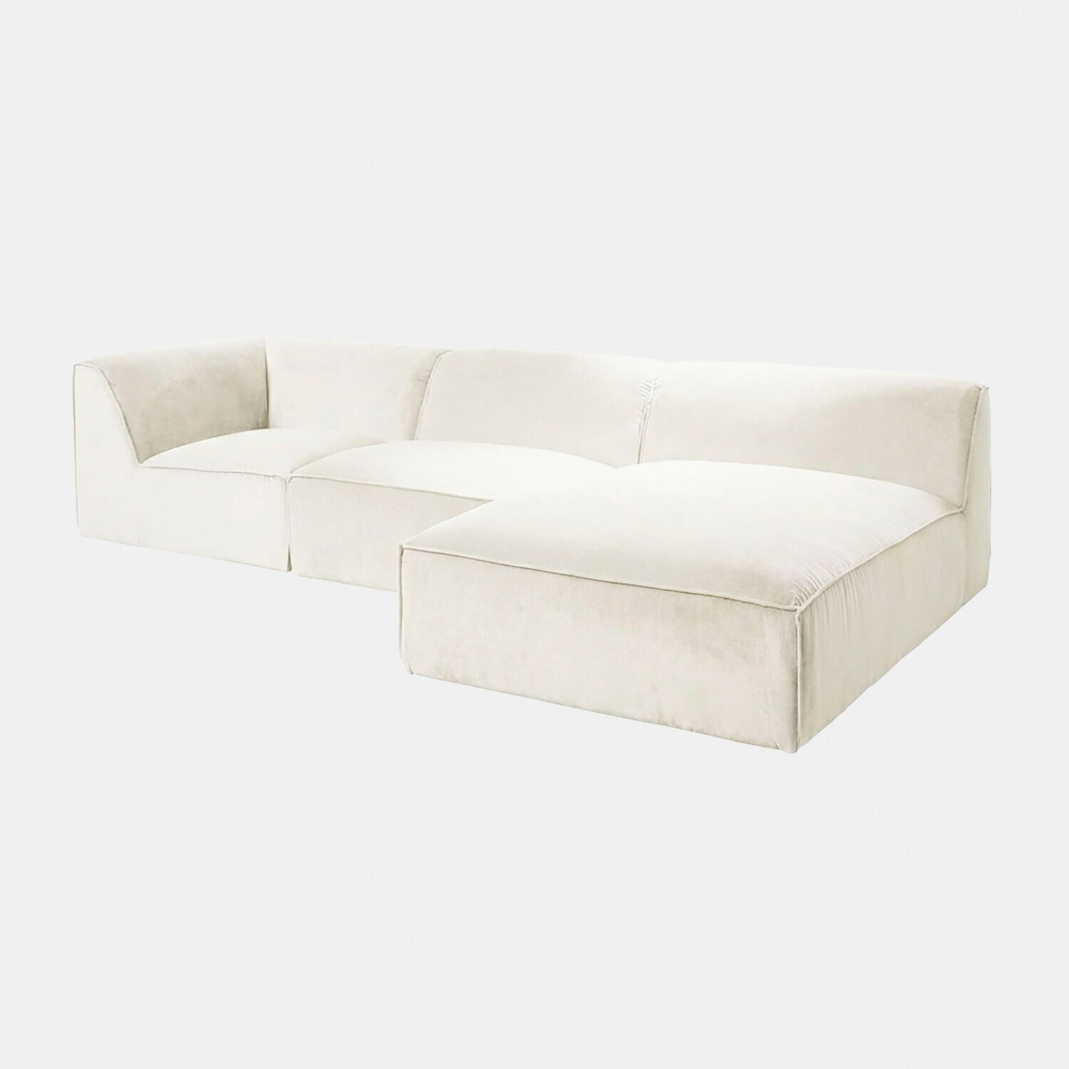 crema Divano modulare McLean crema in tessuto morbido, design moderno per soggiorno accogliente