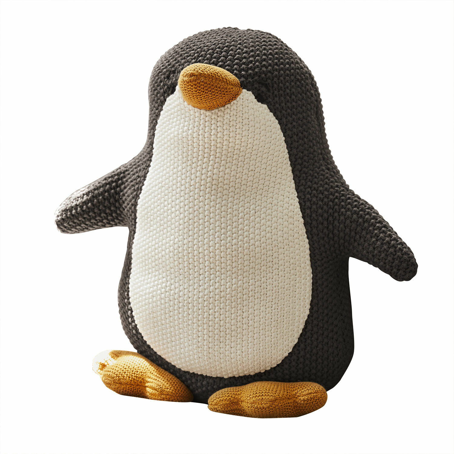 Animale di stoffa Jocienne Pinguino di peluche morbido nero e bianco con becco e piedi gialli, giocattolo per bambini