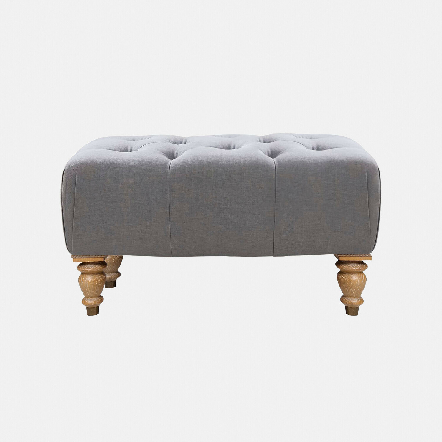 blu grigio Pouf Durance grigio-blu in tessuto con gambe in legno, seduta comoda per soggiorno