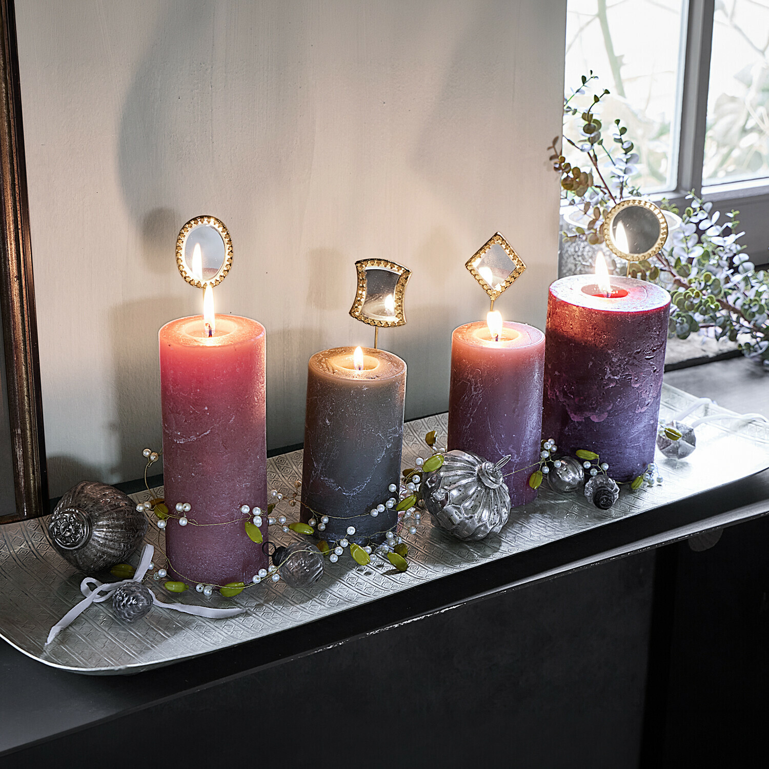 Set di 4 spillette per candele Isadorra