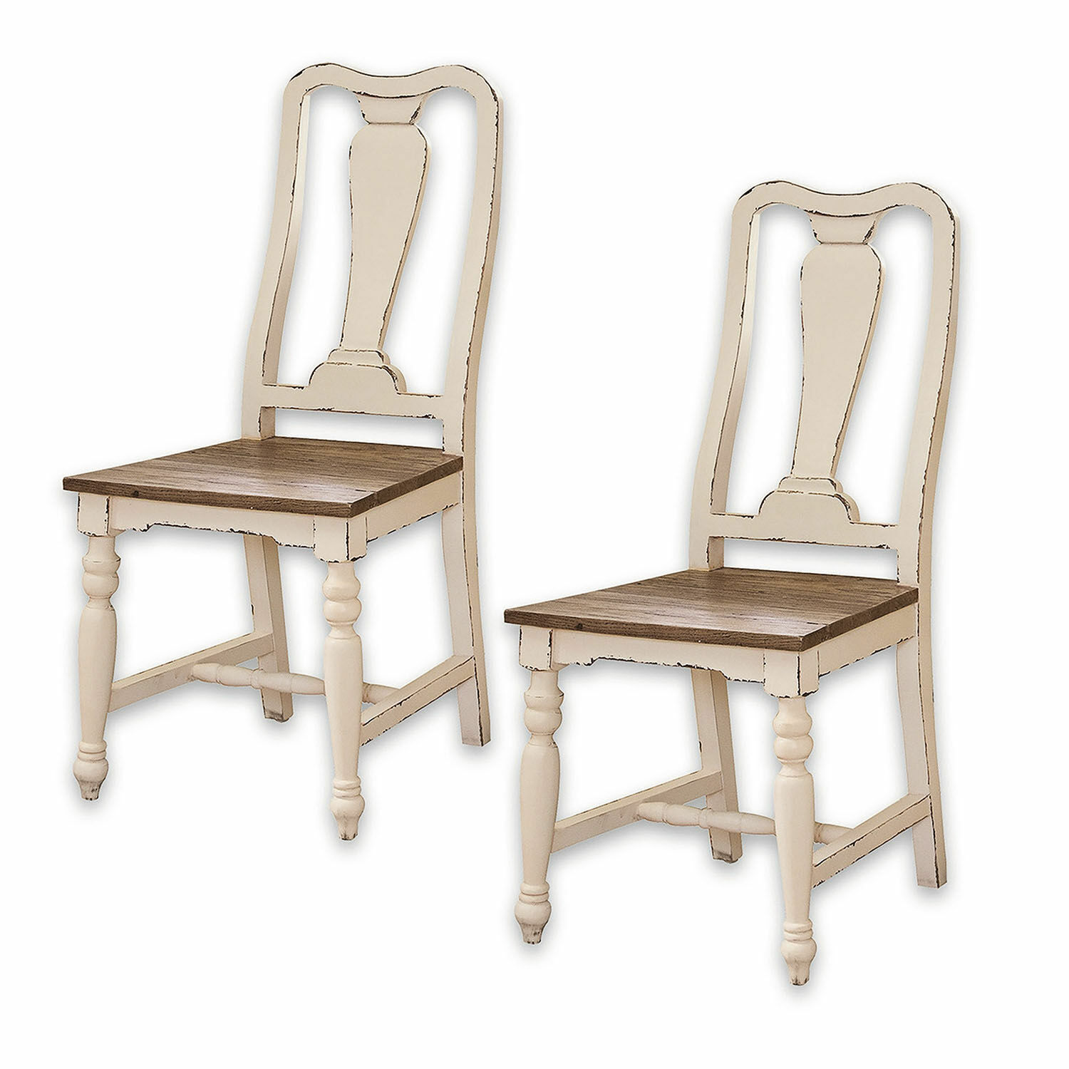 Sedia Harold Coppia di sedie in legno vintage con struttura beige e seduta marrone per sala da pranzo