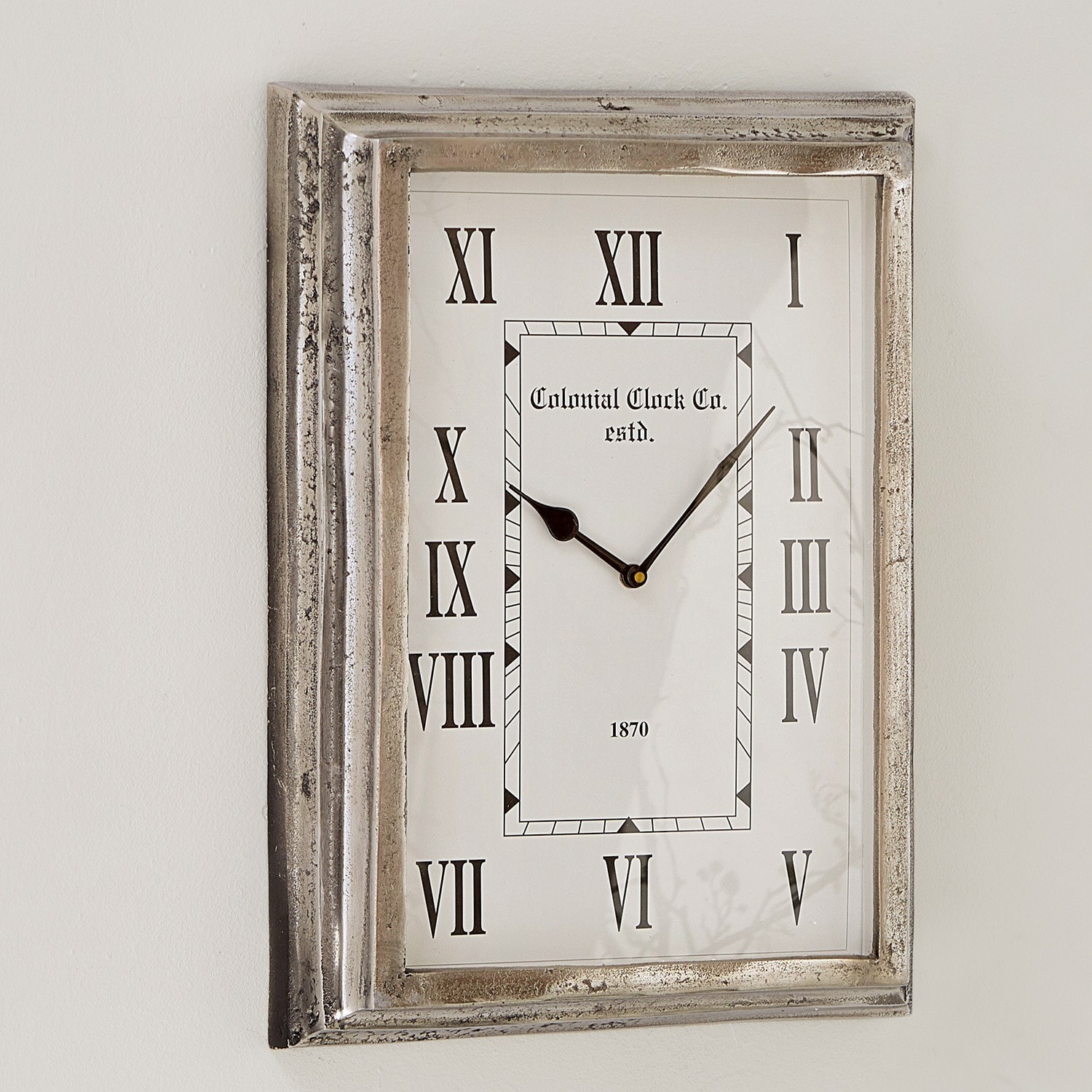Orologio Roman Orologio da parete con cornice metallica argentata e numeri romani su quadrante bianco