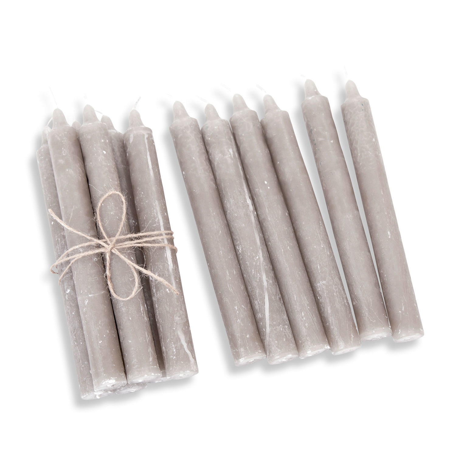 talpa Set di 12 candele color taupe in cera, decorazione d'interni e illuminazione accogliente