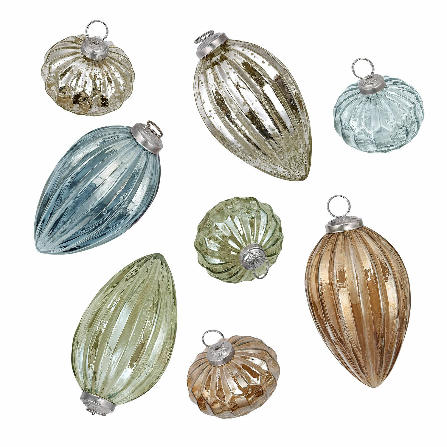 Set di 8 palline natalizie Azélisse Set di decorazioni natalizie in vetro di vari colori e forme per l'albero di Natale