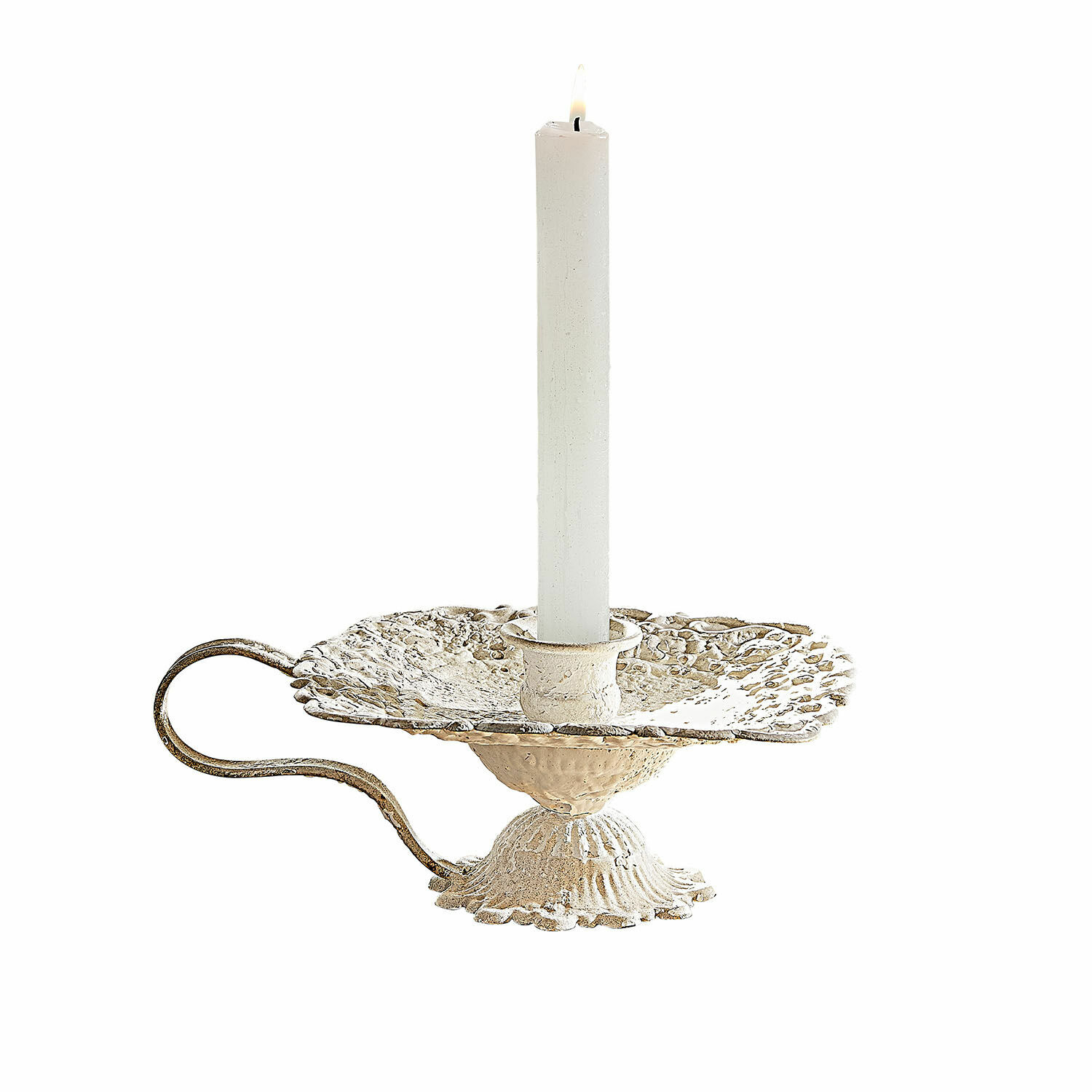 Portacandela Wilexor Portacandela in metallo stile vintage crema con candela bianca, elemento decorativo per interni