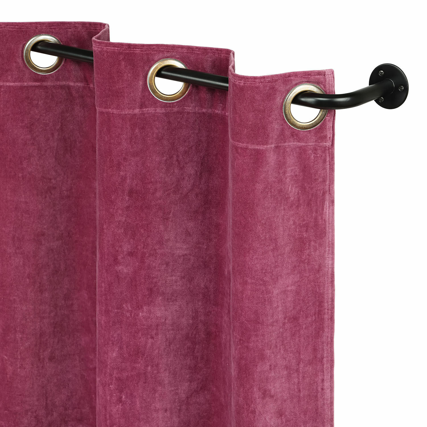 Coppia di bastoni per tende ad angolo con supporto Belarune Tenda viola in velluto con occhielli metallici su bastone nero per decorazione finestra