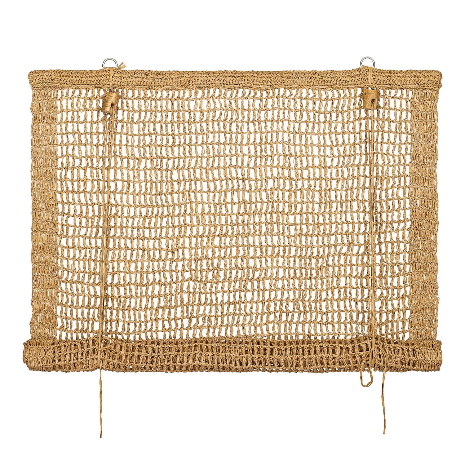 Tappeto beige naturale in materiale intrecciato con motivo aperto, decorazione per interni e pavimenti
