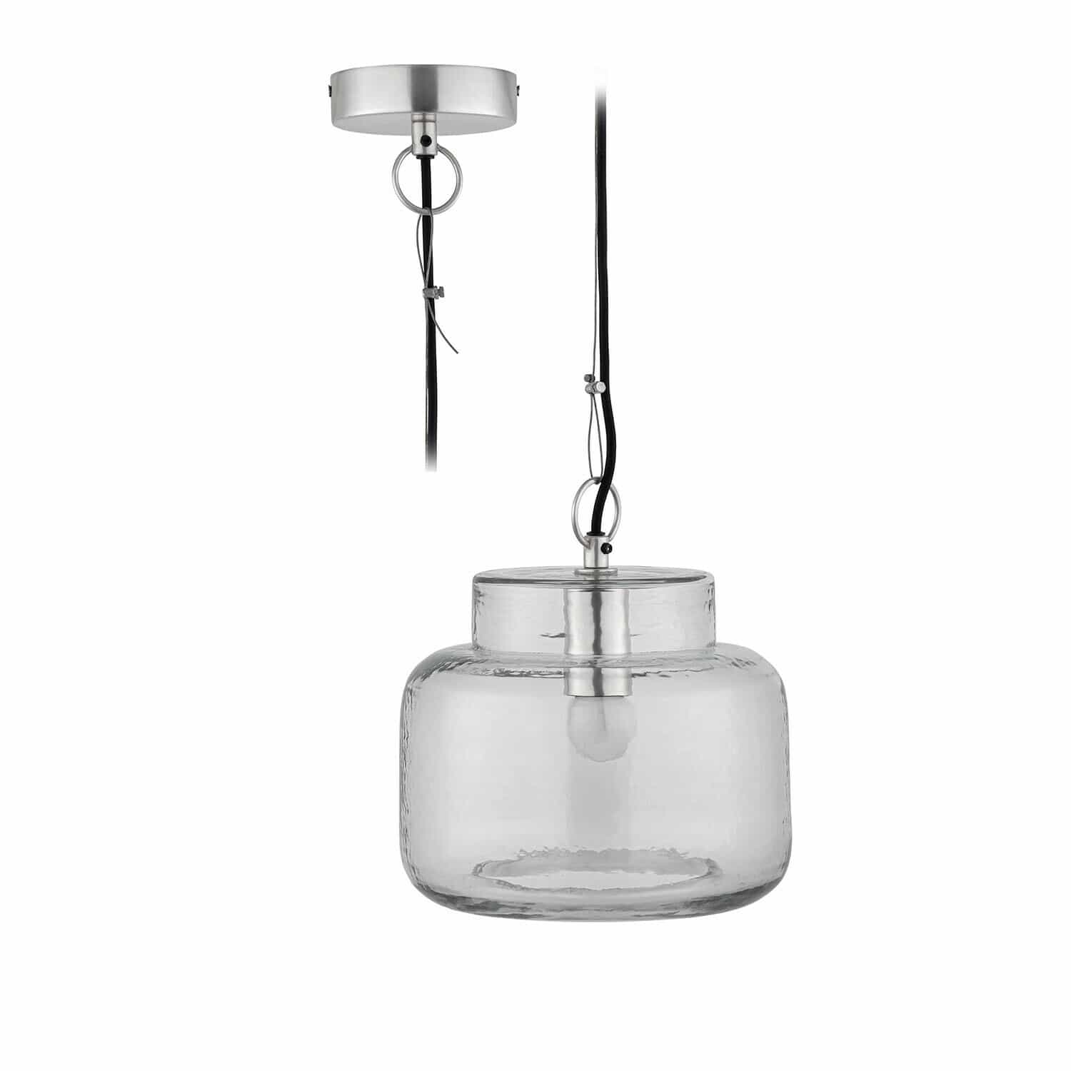 Lampada a sospensione Vernadoux Lampada a sospensione in vetro trasparente con supporto metallico, illuminazione moderna da soffitto