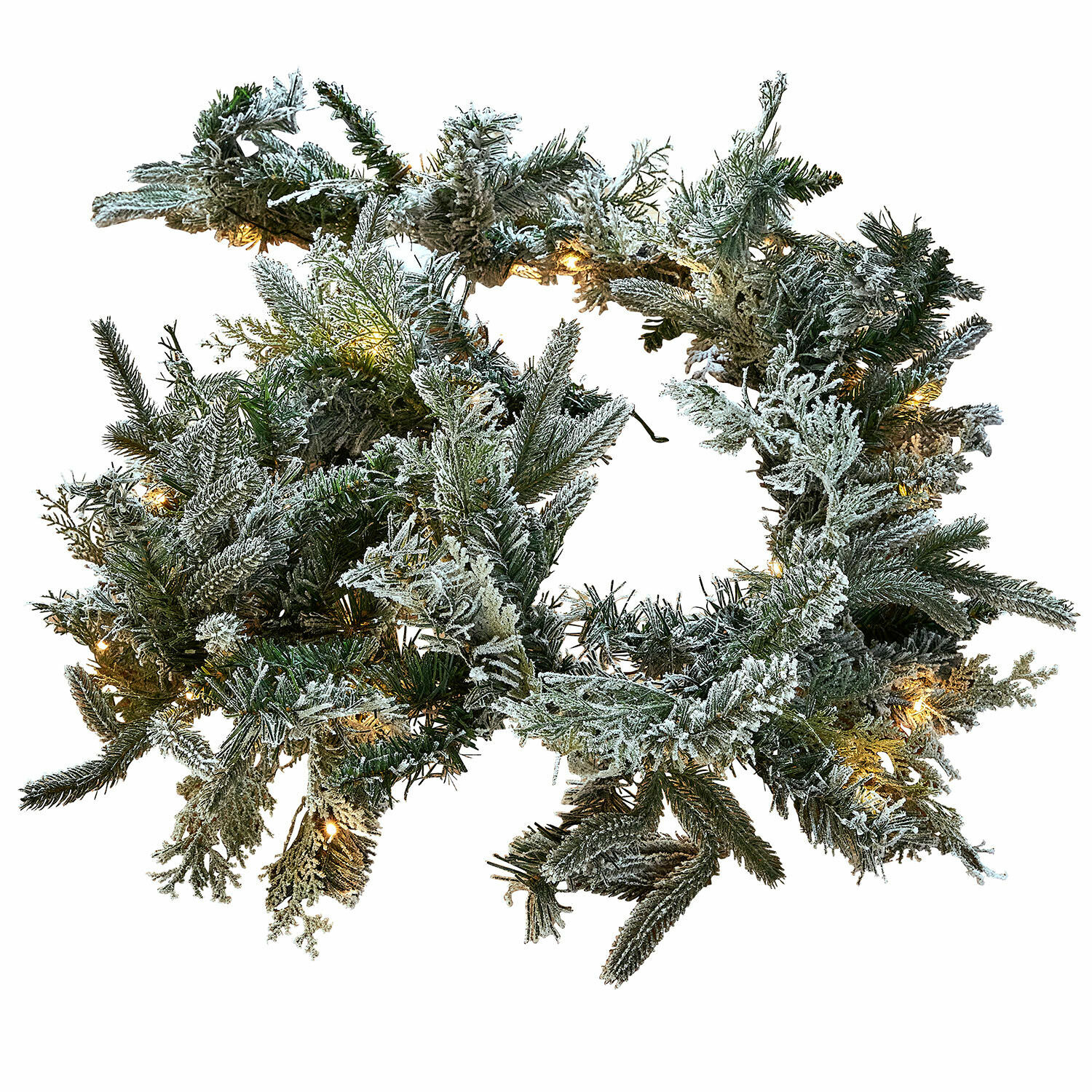 Festone a LED Cadelise Ghirlanda natalizia innevata di rami verdi con luci LED delicate, decorazione invernale