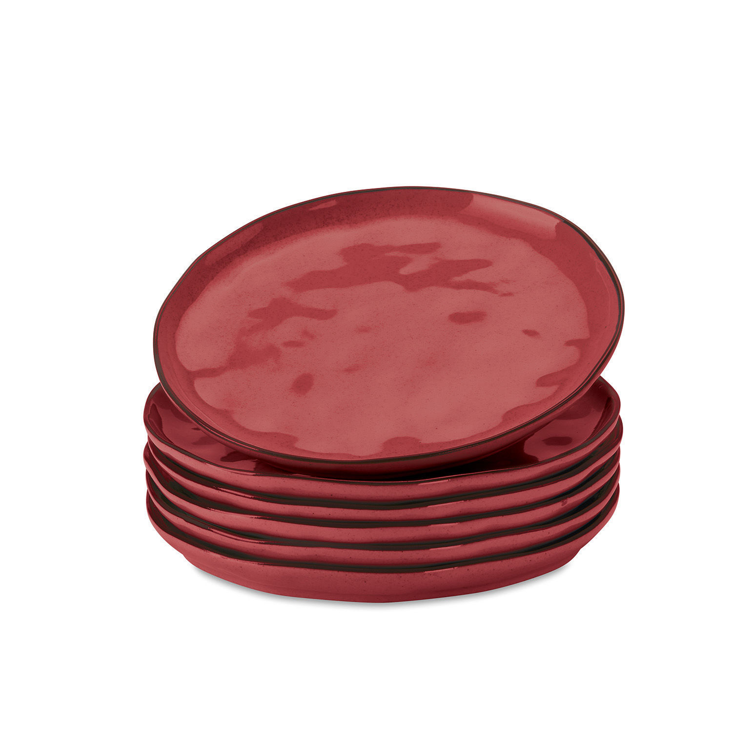 Set di 6 piattini Biarré Set di piatti in ceramica rossa con forma irregolare per sala da pranzo moderna