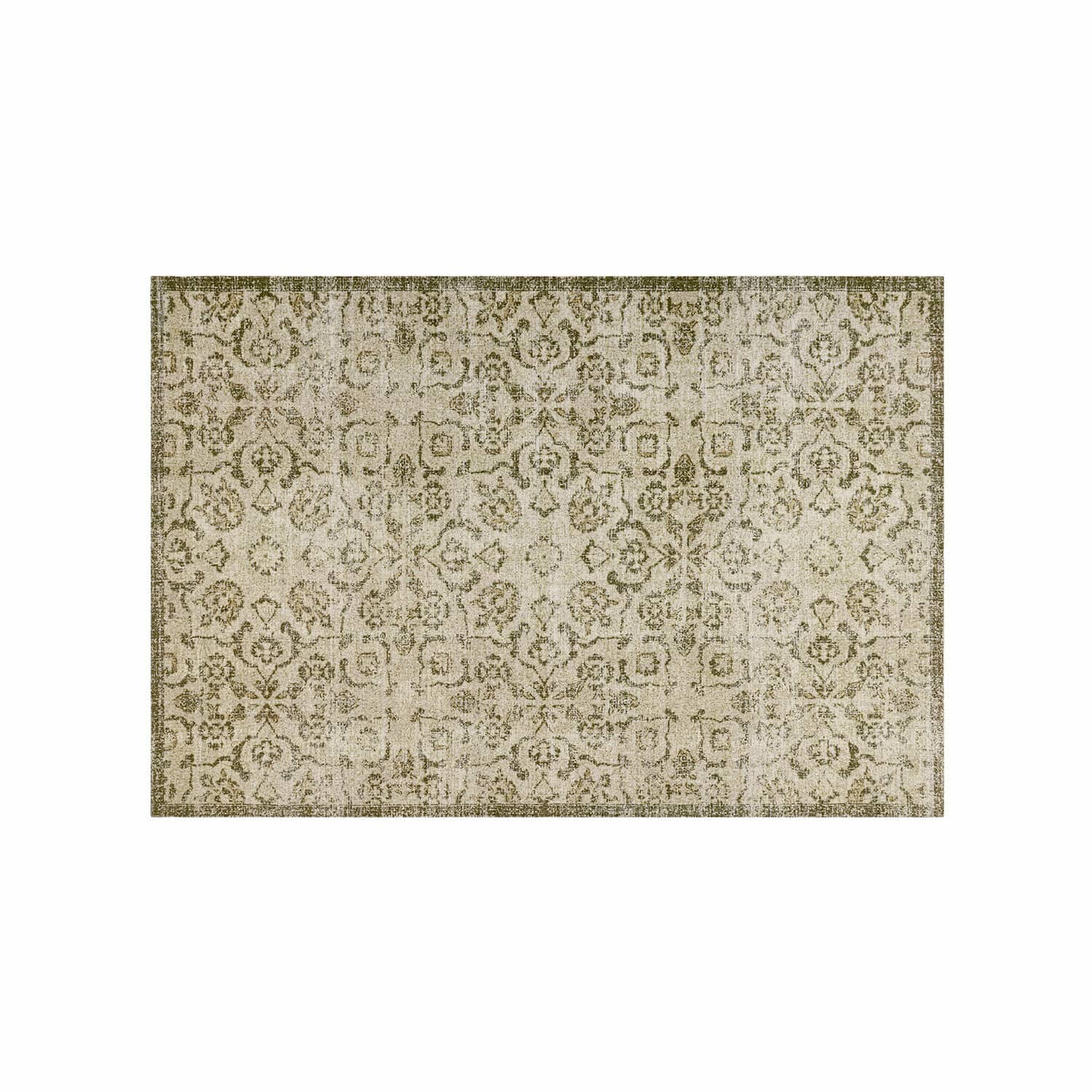 Tappeto Calperino Tappeto vintage con motivo beige e verde, decorazione elegante per soggiorno