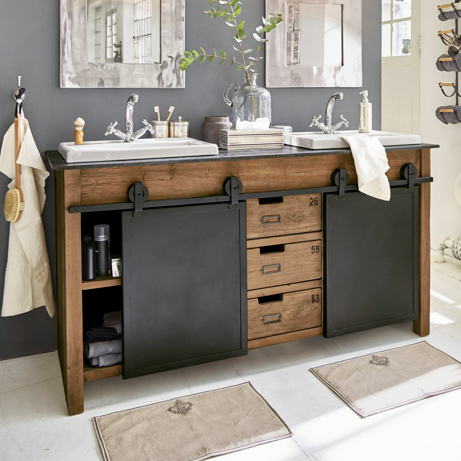 Mobile con doppio lavabo Aulon