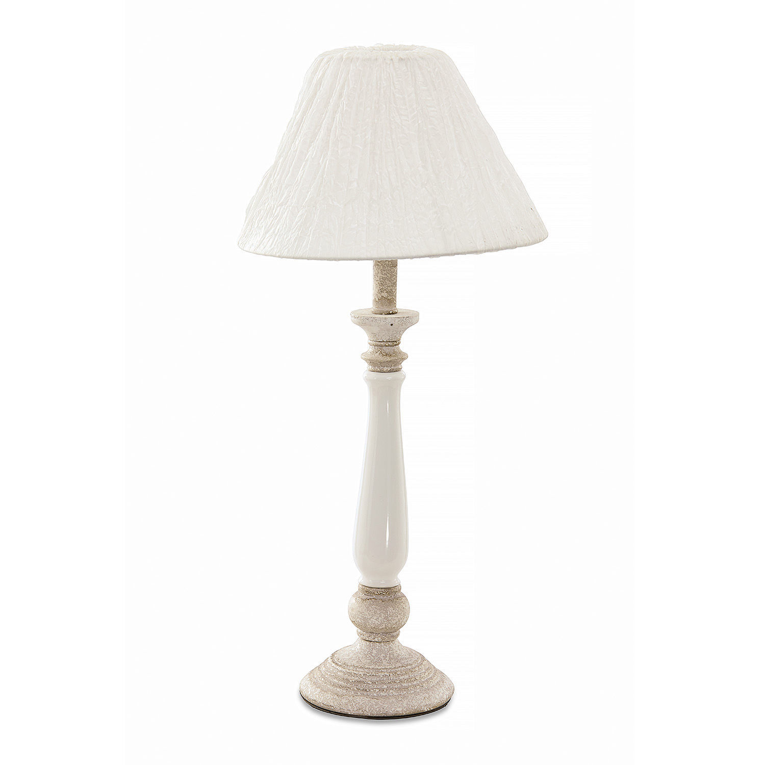 Lampada da tavolo Skandrina Lampada da tavolo bianca con paralume in tessuto e base in ceramica per arredamento