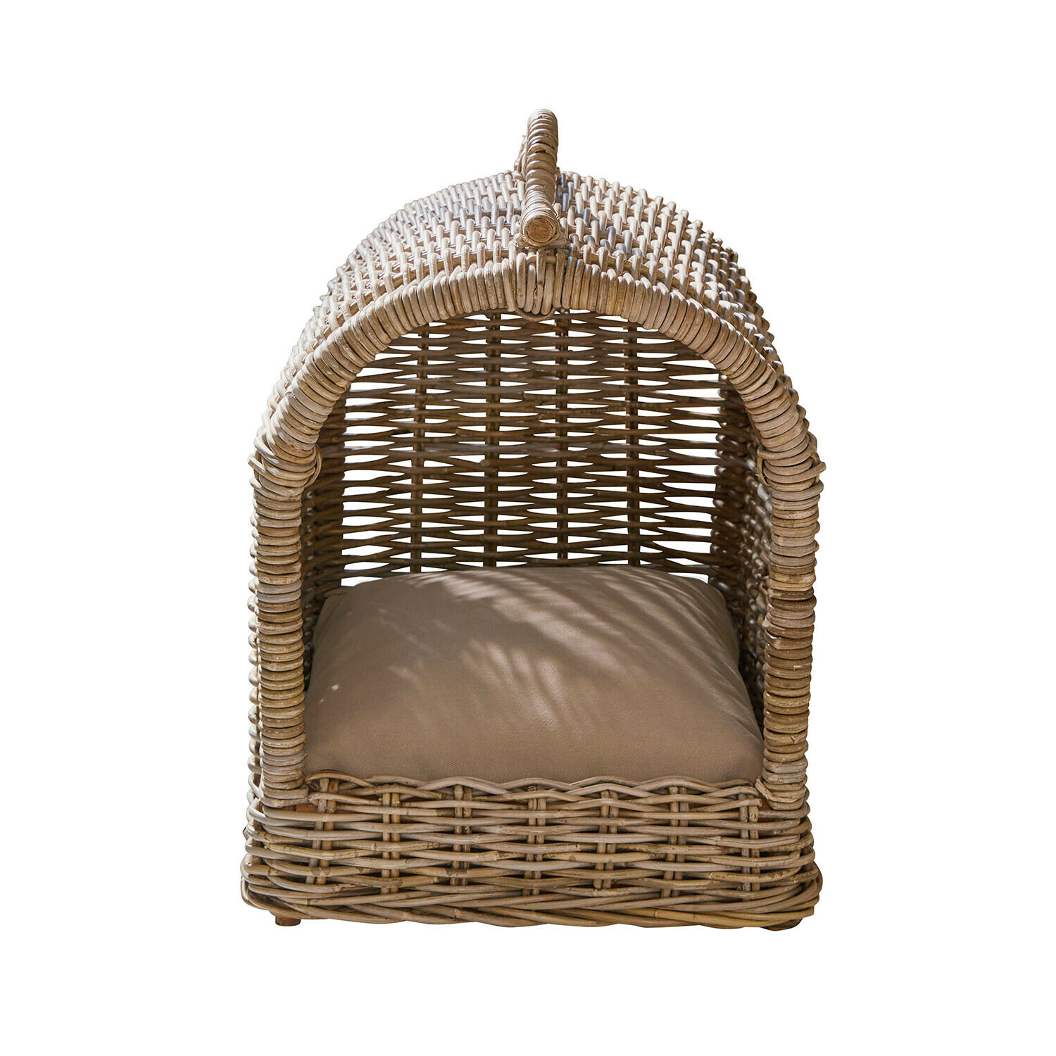 Letto per cani Cielina Cuccia per animali in rattan naturale con cuscino beige, comodo rifugio per il riposo