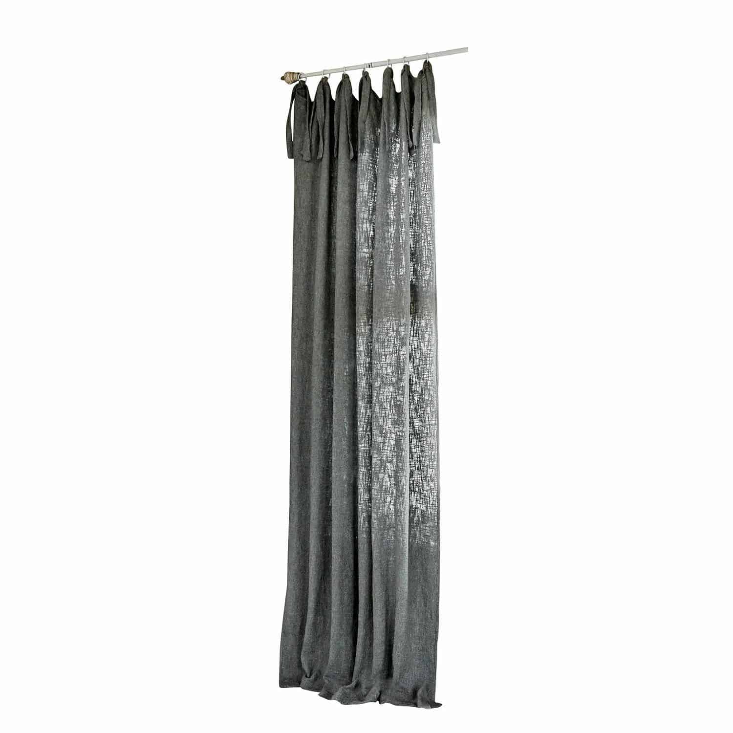 Tenda Pont-Arcy Tenda grigia in tessuto leggero con lacci annodati, decorazione elegante per finestre in soggiorno o camera
