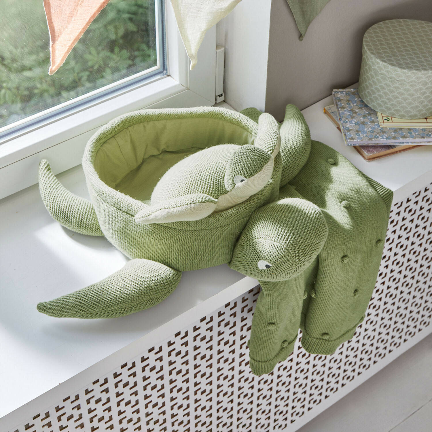 Set di peluche Bubbilo Cuscino verde lavorato a maglia a forma di tartaruga sul davanzale, decorazione morbida per cameretta