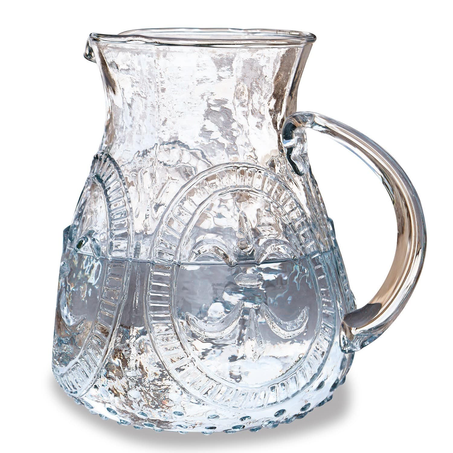 Caraffa Pépin Brocca in vetro trasparente con rilievo e manico, perfetta per servire bevande