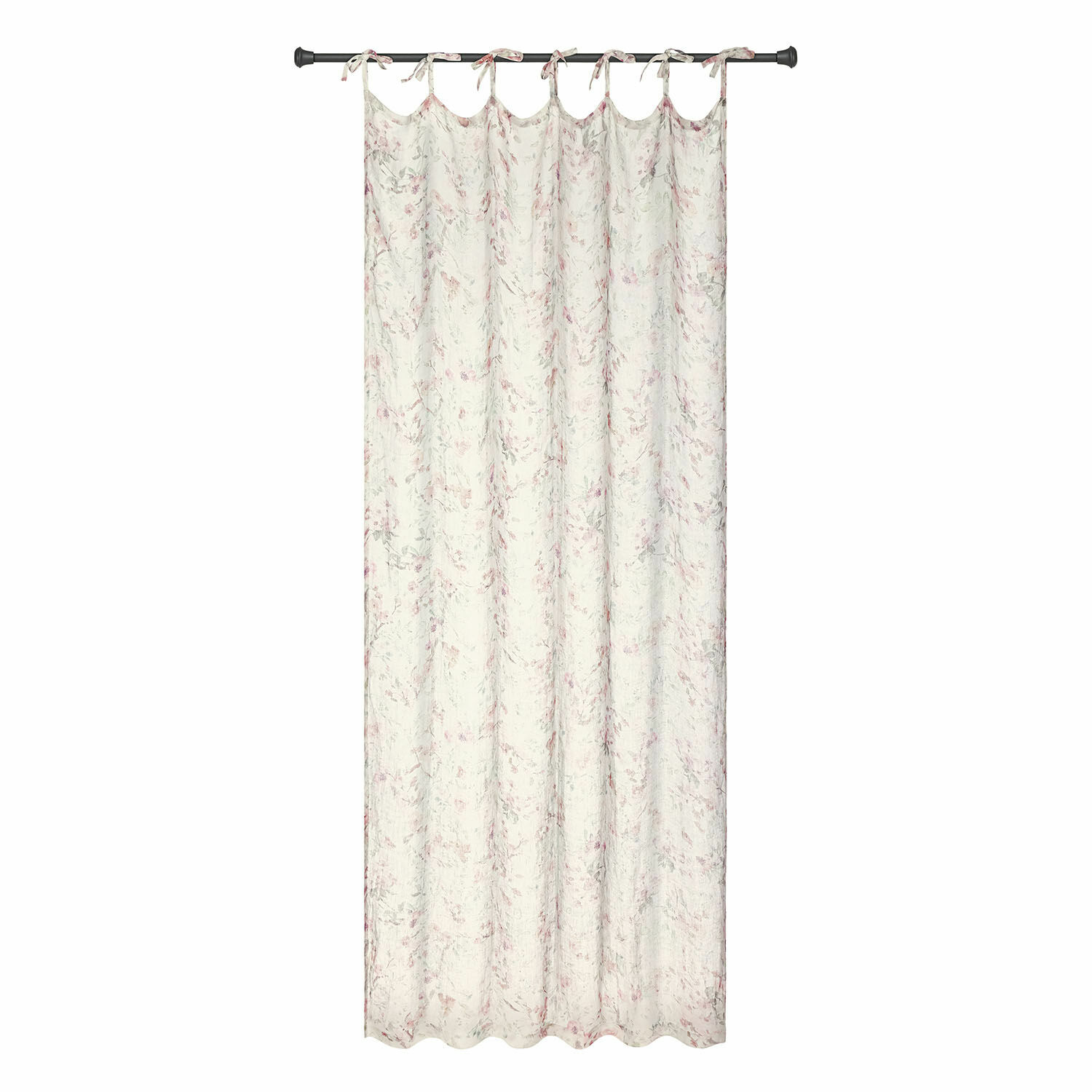 Tenda Dulciette Tenda leggera in cotone color crema con delicato motivo floreale rosa per decorare finestre