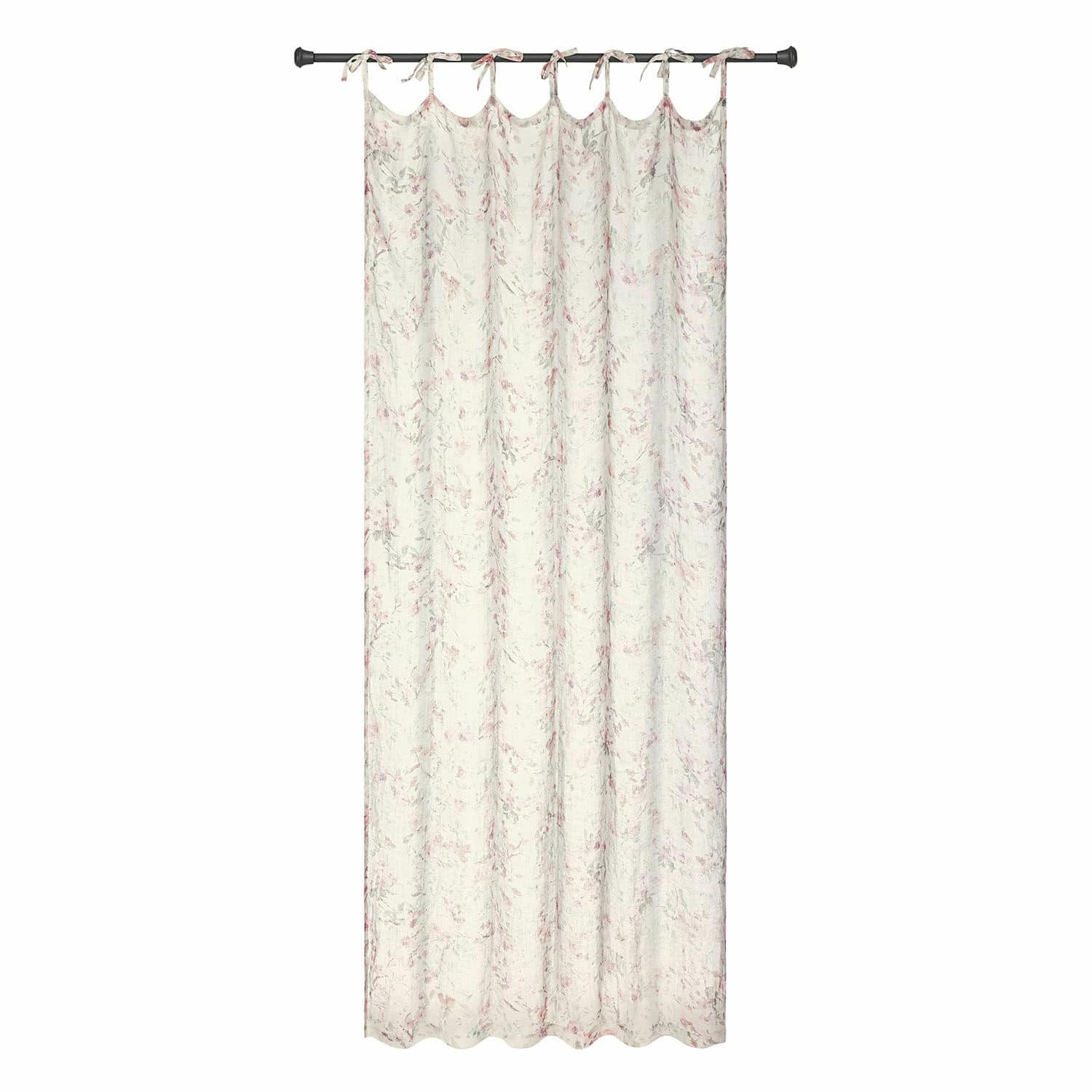Tenda Dulciette Tenda leggera in cotone color crema con delicato motivo floreale rosa per decorare finestre