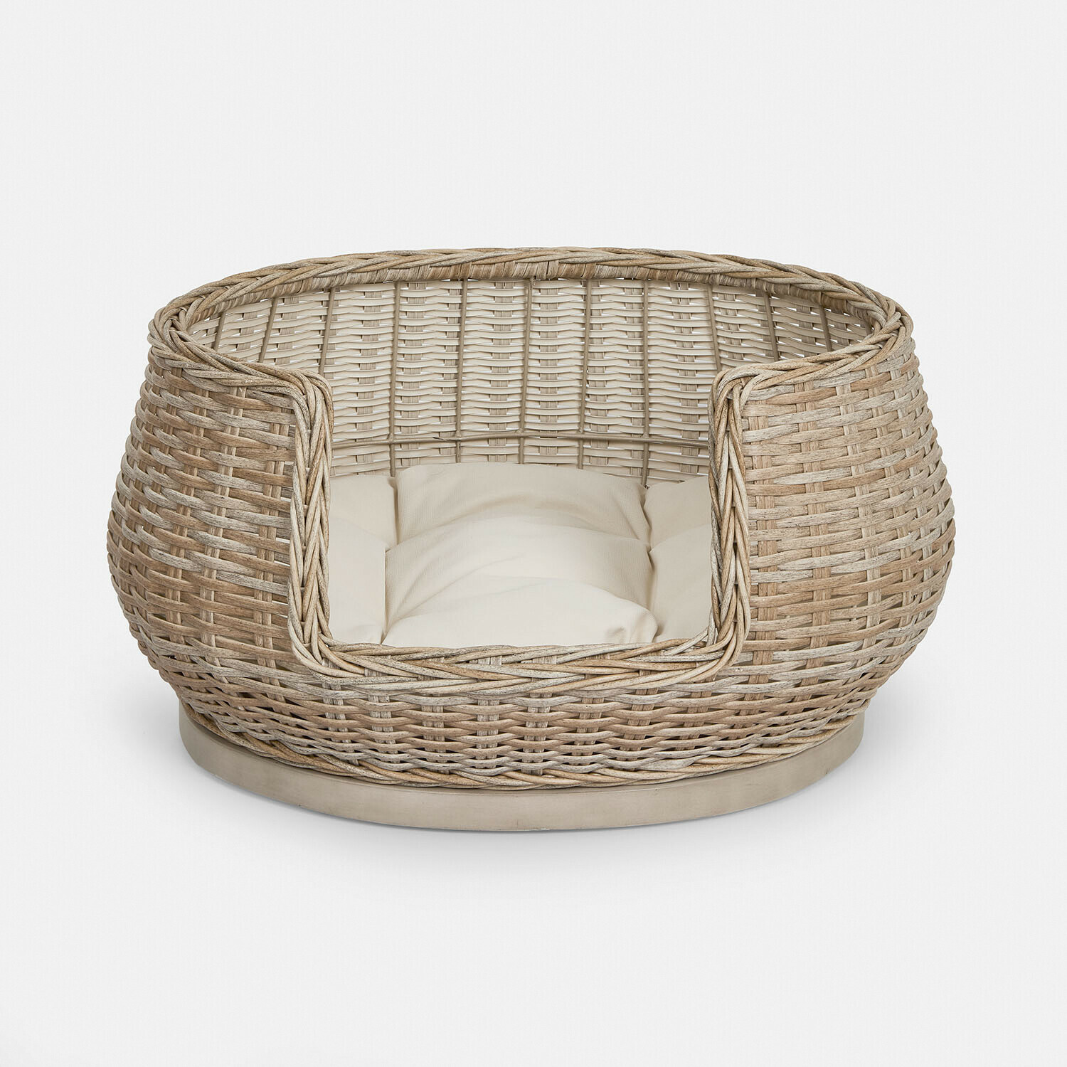 beige/crema Cuccia per animali in vimini beige con cuscino crema, comoda e resistente per animali domestici