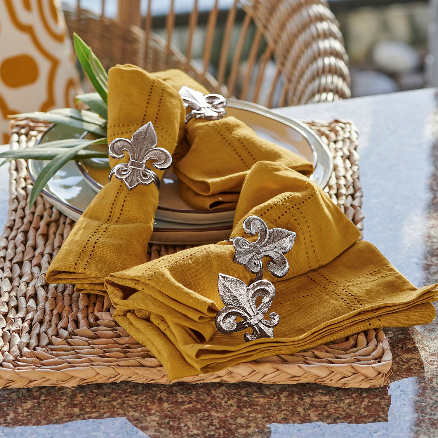 Set di 4 portatovaglioli ad anello Fleur De Lis