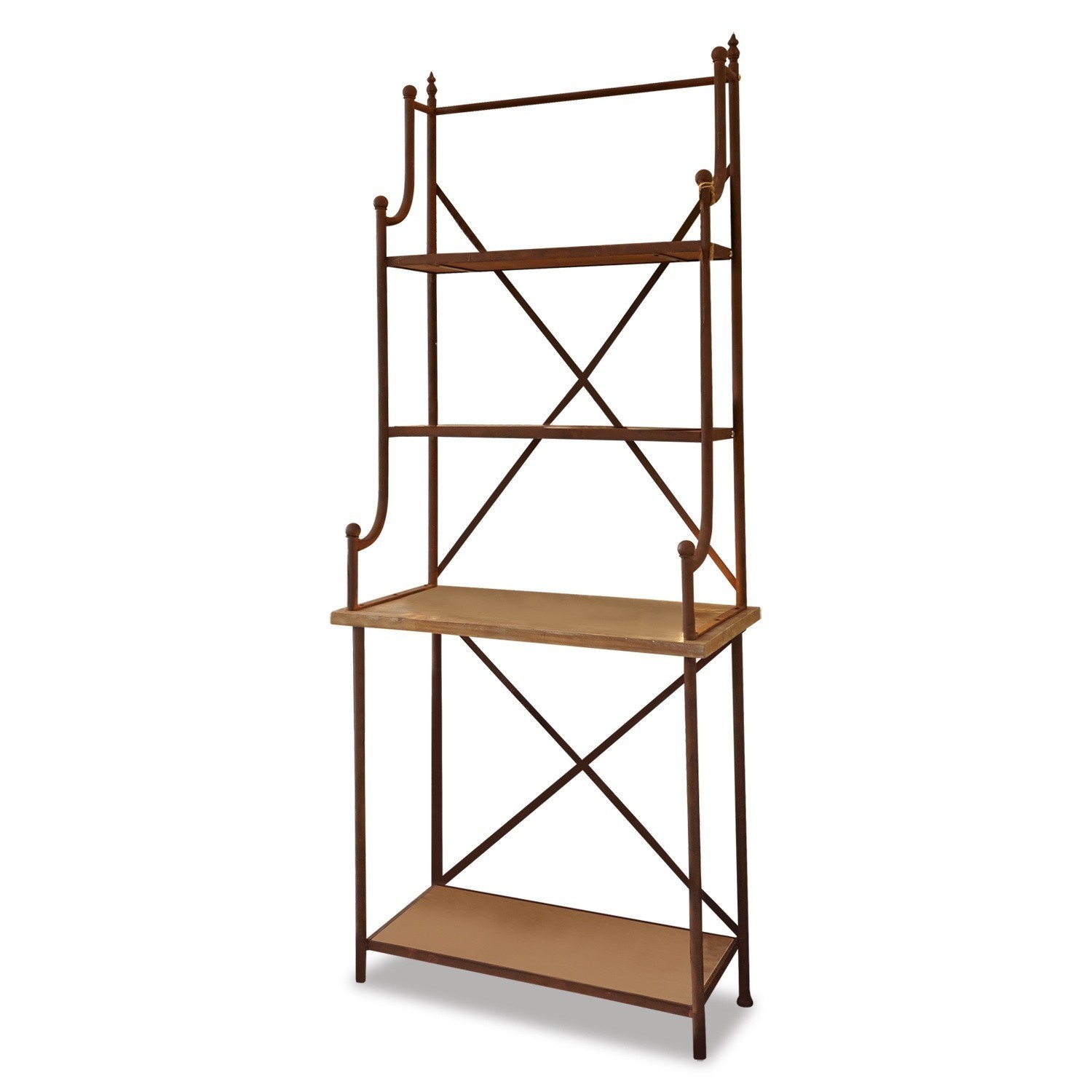 Scaffale Newton Scaffale in metallo marrone con tre ripiani per conservare e decorare gli interni