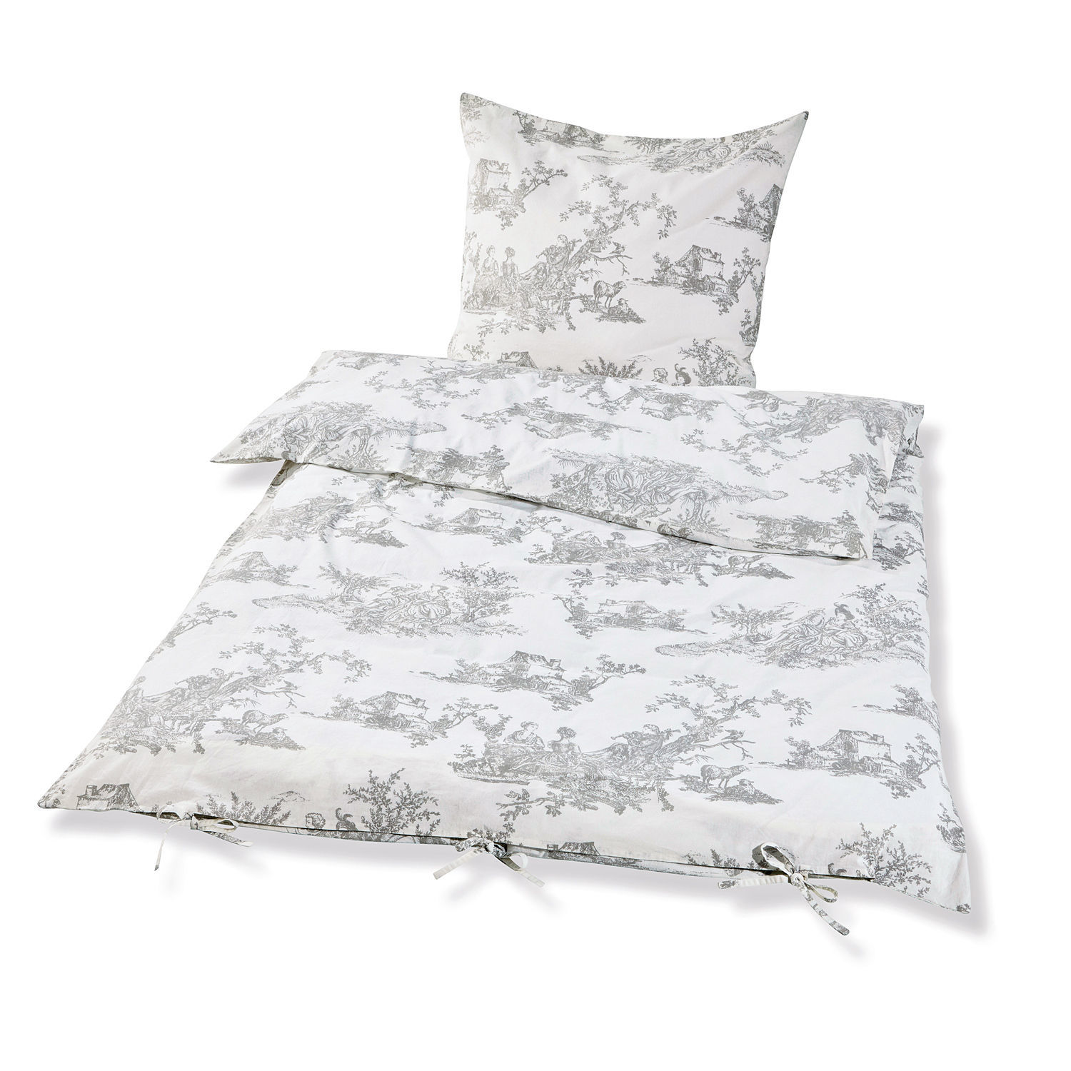 Biancheria da letto Pierrefeu in cotone grigio con motivo classico per camera da letto