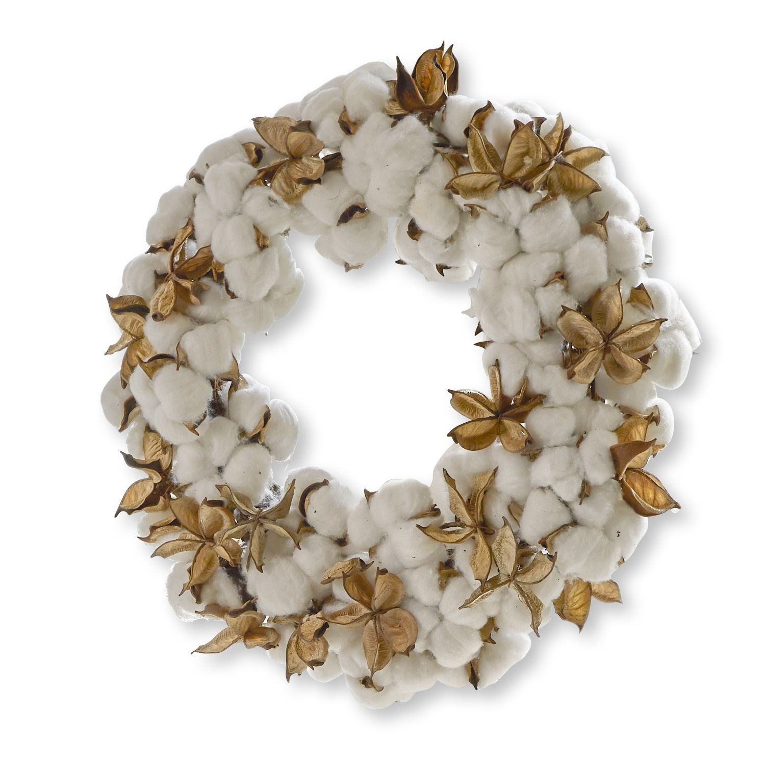 Ghirlanda Sauves Corona decorativa in cotone bianco e fiori secchi marroni per decorazione d'interni