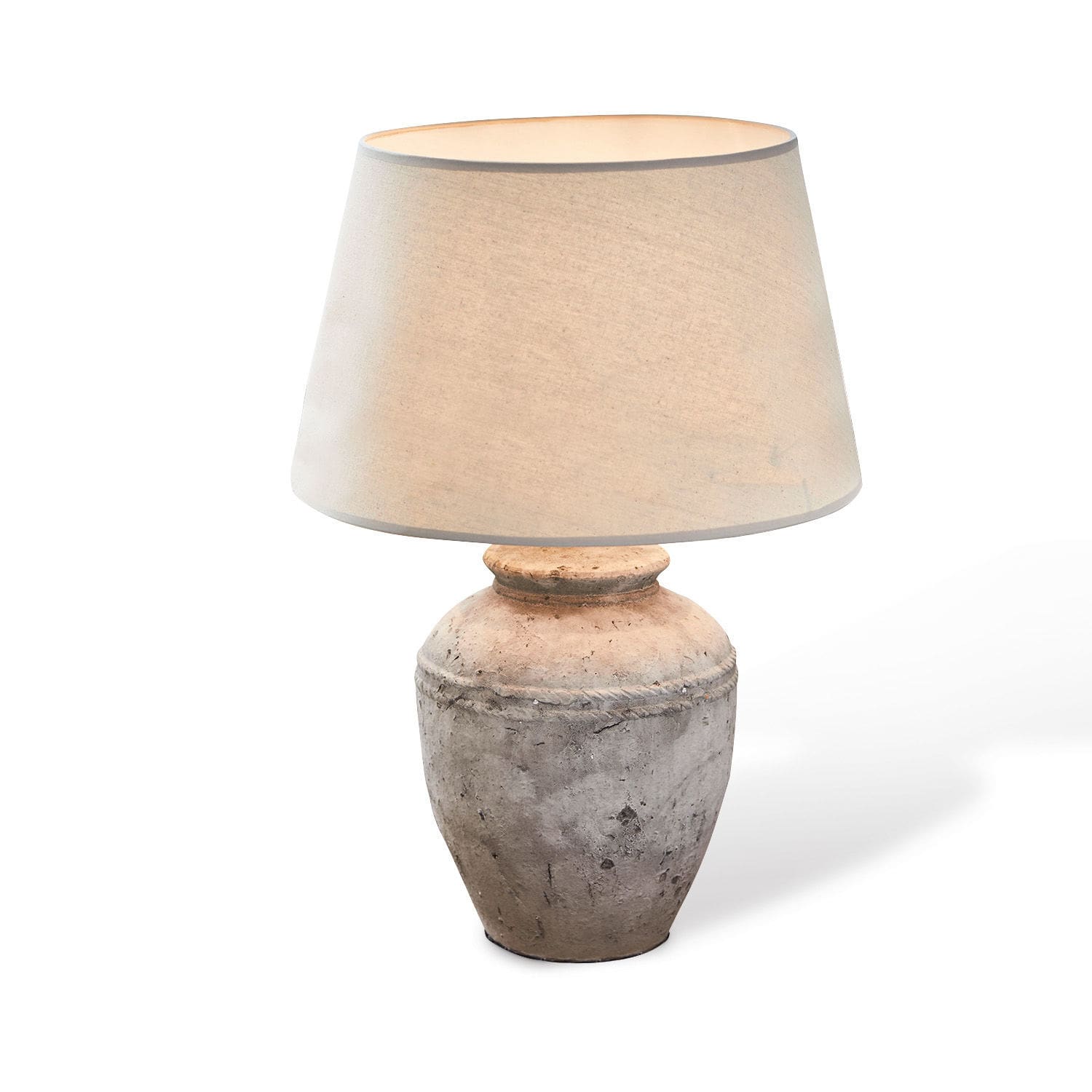Lampada da tavolo Mosnay Lampada da tavolo con paralume beige e base in ceramica grigio-beige per decorazione d'interni