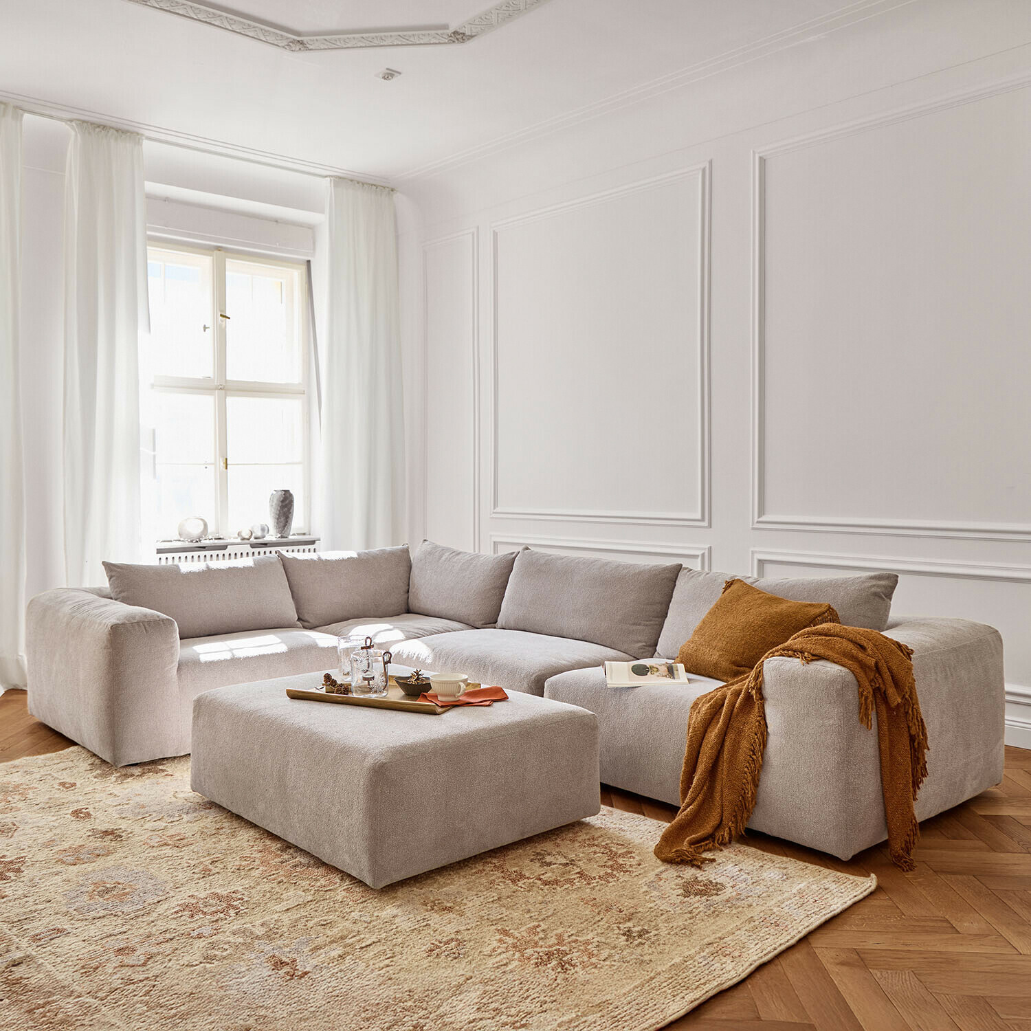 Divano modulare con pouf Northcombe
