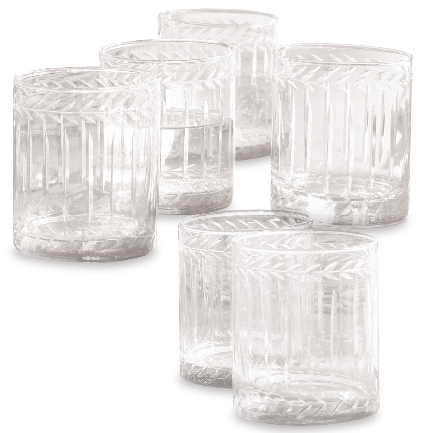 Set di 6 bicchieri Padiès Set di sei bicchieri trasparenti con motivo decorativo, vetro per bevande