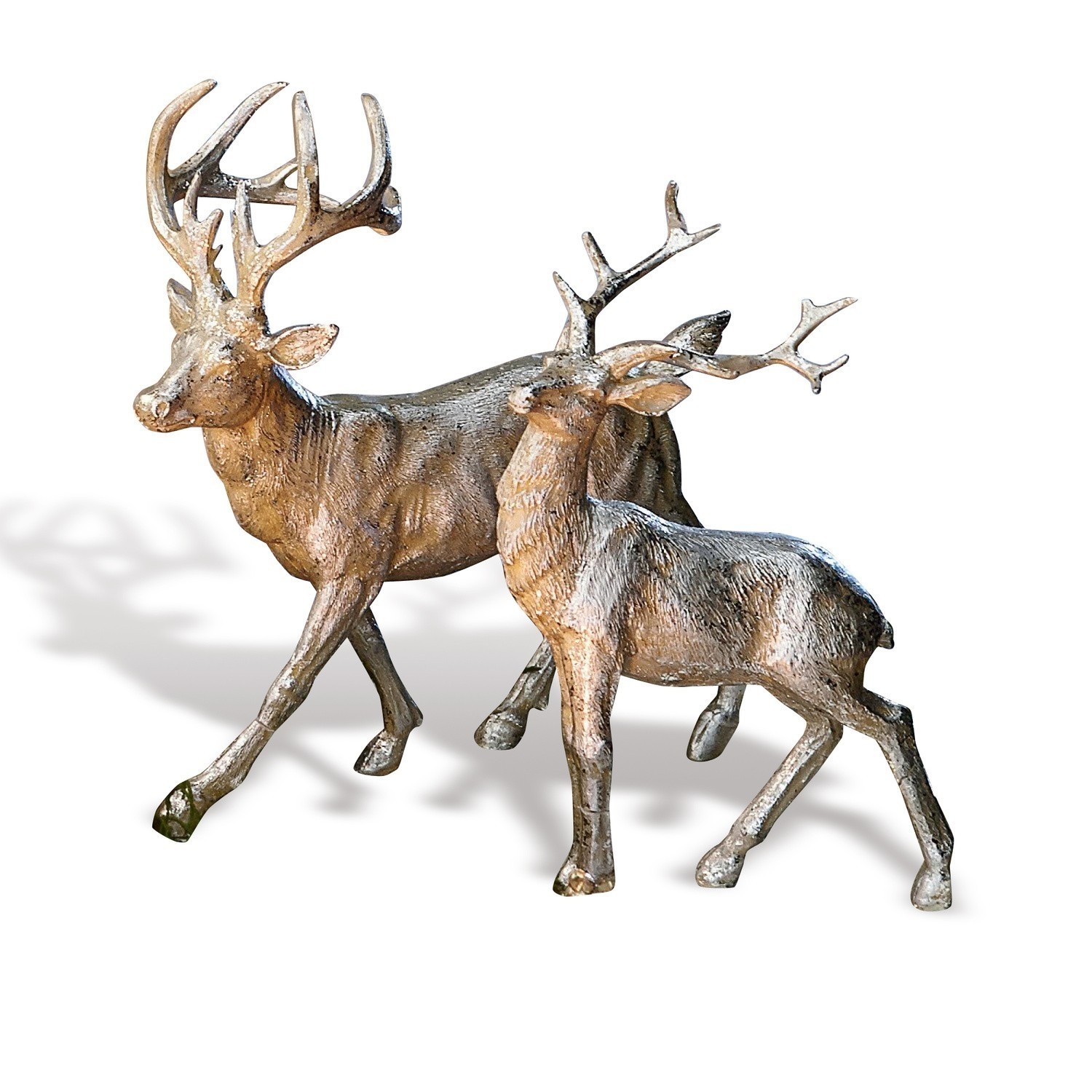 Coppia di cervi Rudy & Son Due figure decorative di cervi in metallo marrone, adatte per decorazioni interne ed esterne