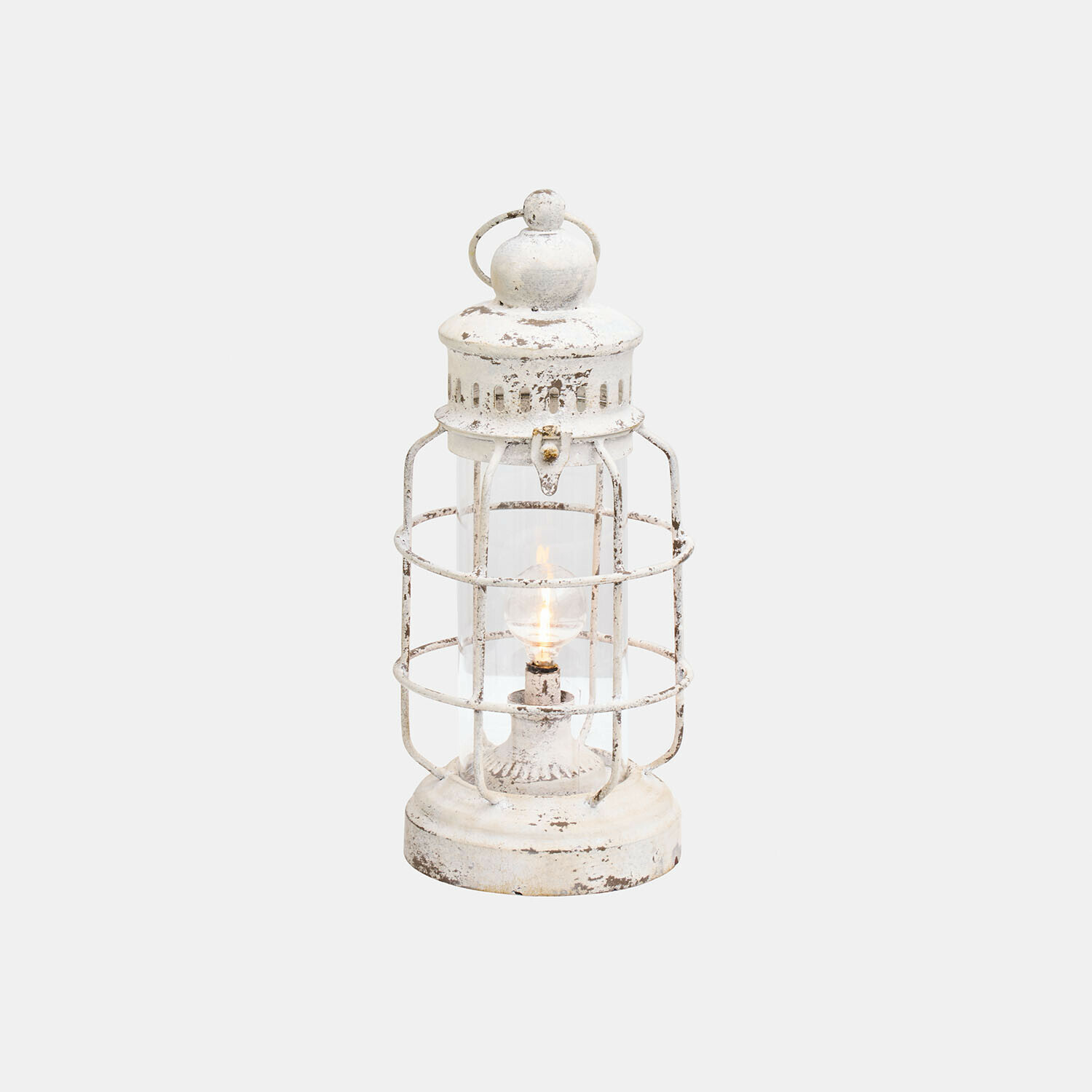 bianco antico Lanterna LED ricaricabile Arvada in metallo bianco antico con effetto invecchiato, decorazione per interni ed esterni