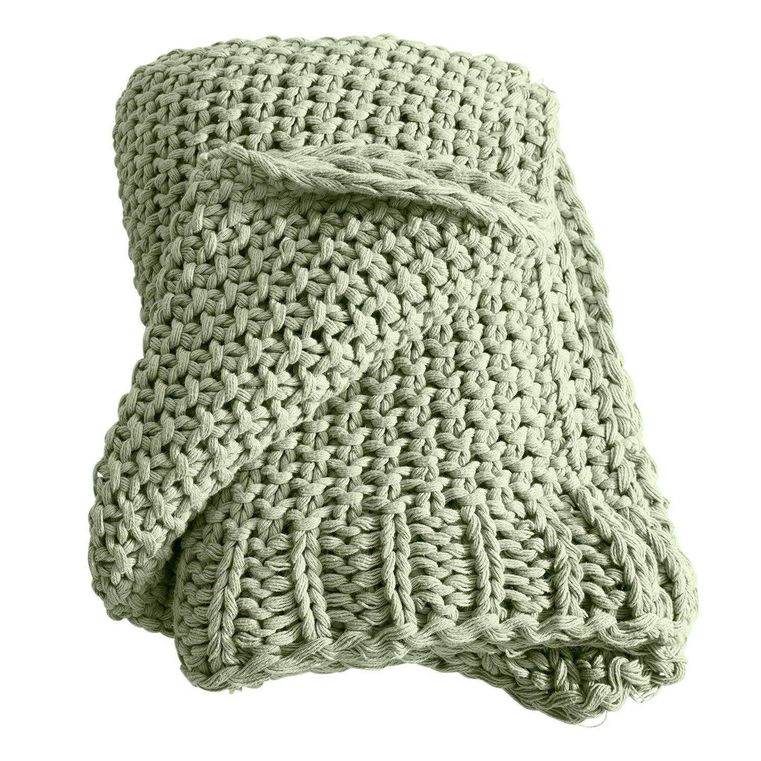 verde chiaro Morbida coperta Plixoren verde chiaro a maglia grossa, perfetta per decorare e scaldare.