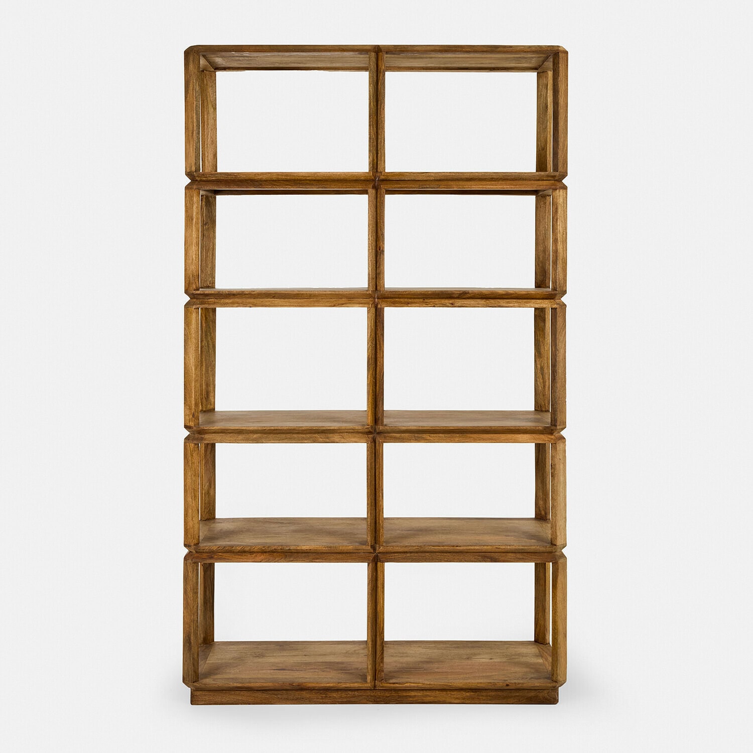 Scaffale Inverly Libreria in legno marrone naturale con sei scomparti per conservare e decorare