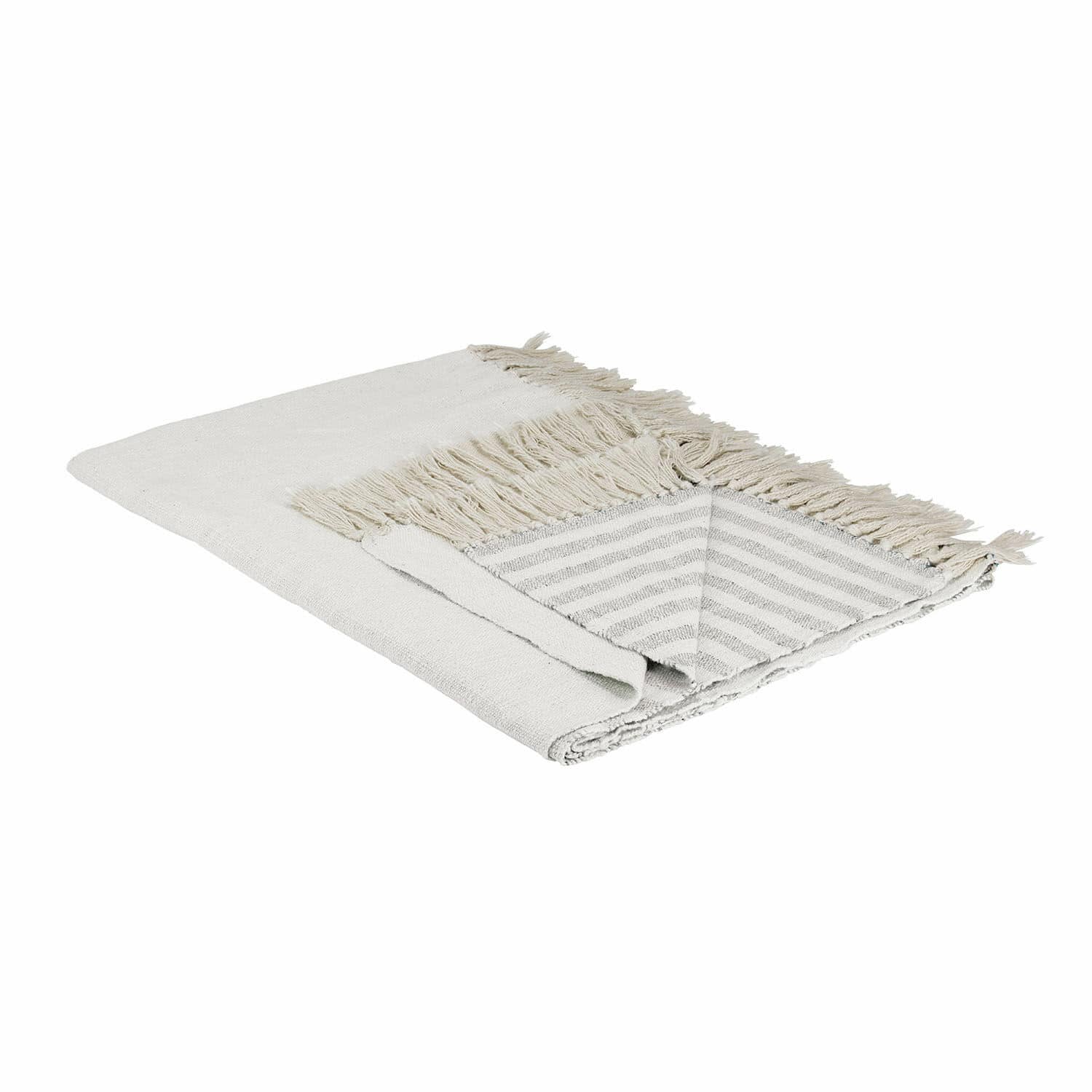 crema/grigio Plaid Marpent crema e grigio con frange, tessuto morbido, coperta decorativa per soggiorno