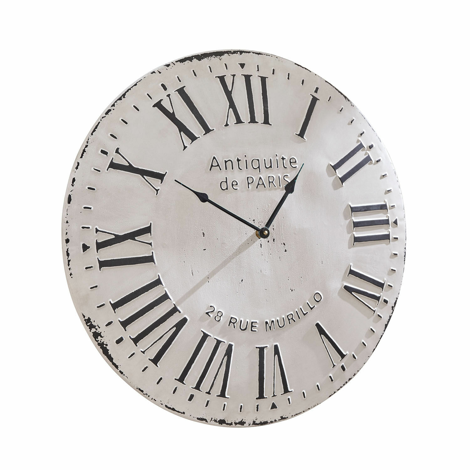 Orologio Rue Murillo Orologio da parete rotondo in metallo bianco con numeri romani neri stile vintage per interni
