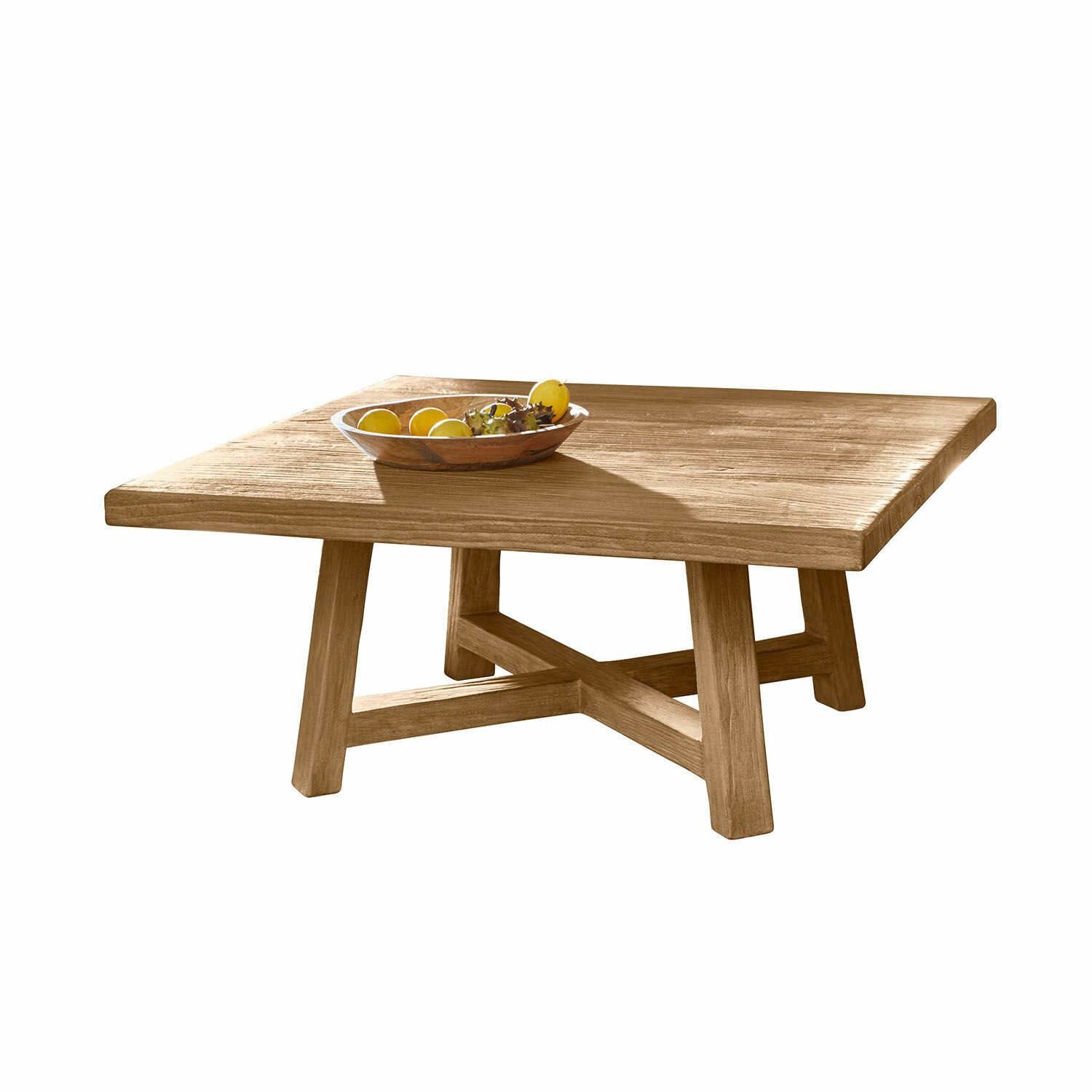 Tavolino da salotto Eldonbury Tavolino quadrato in legno naturale con ciotola decorativa di frutta sopra