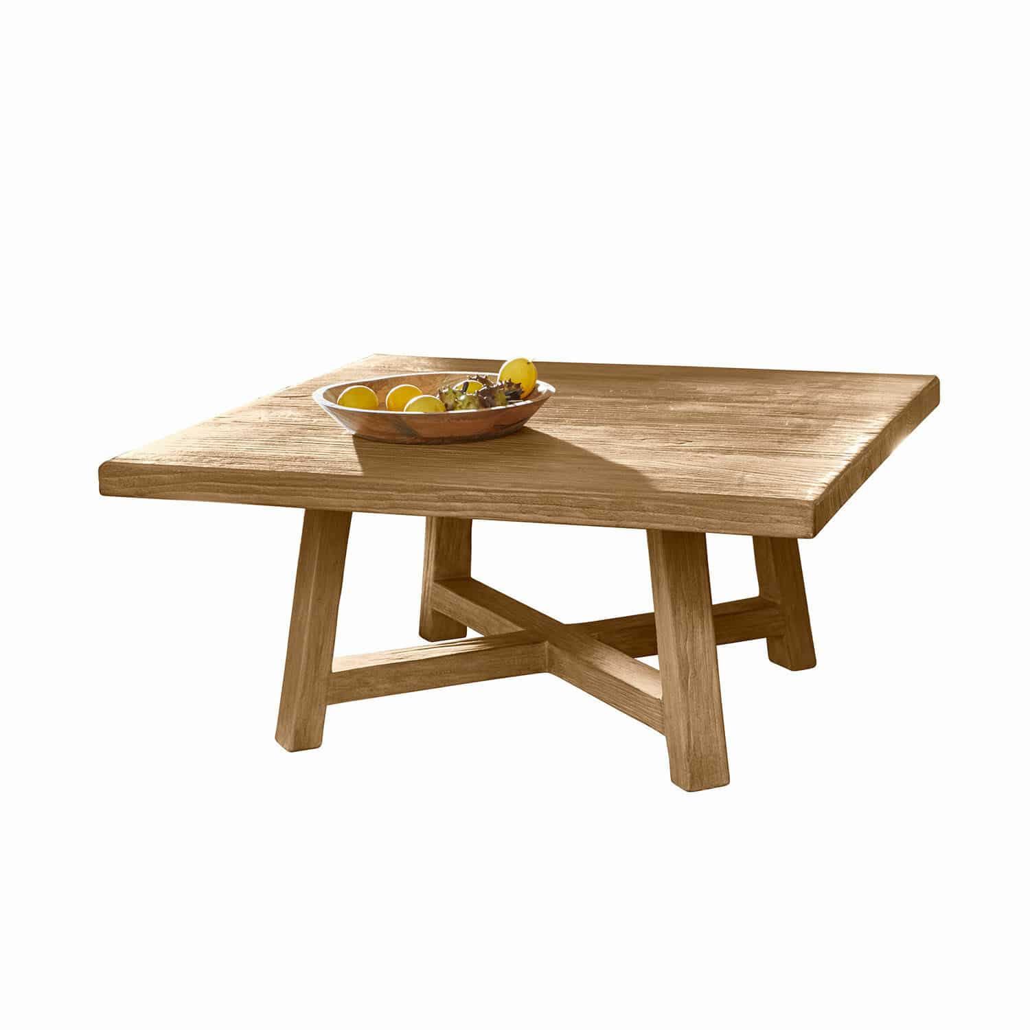 Tavolino da salotto Eldonbury Tavolino quadrato in legno naturale con ciotola decorativa di frutta sopra