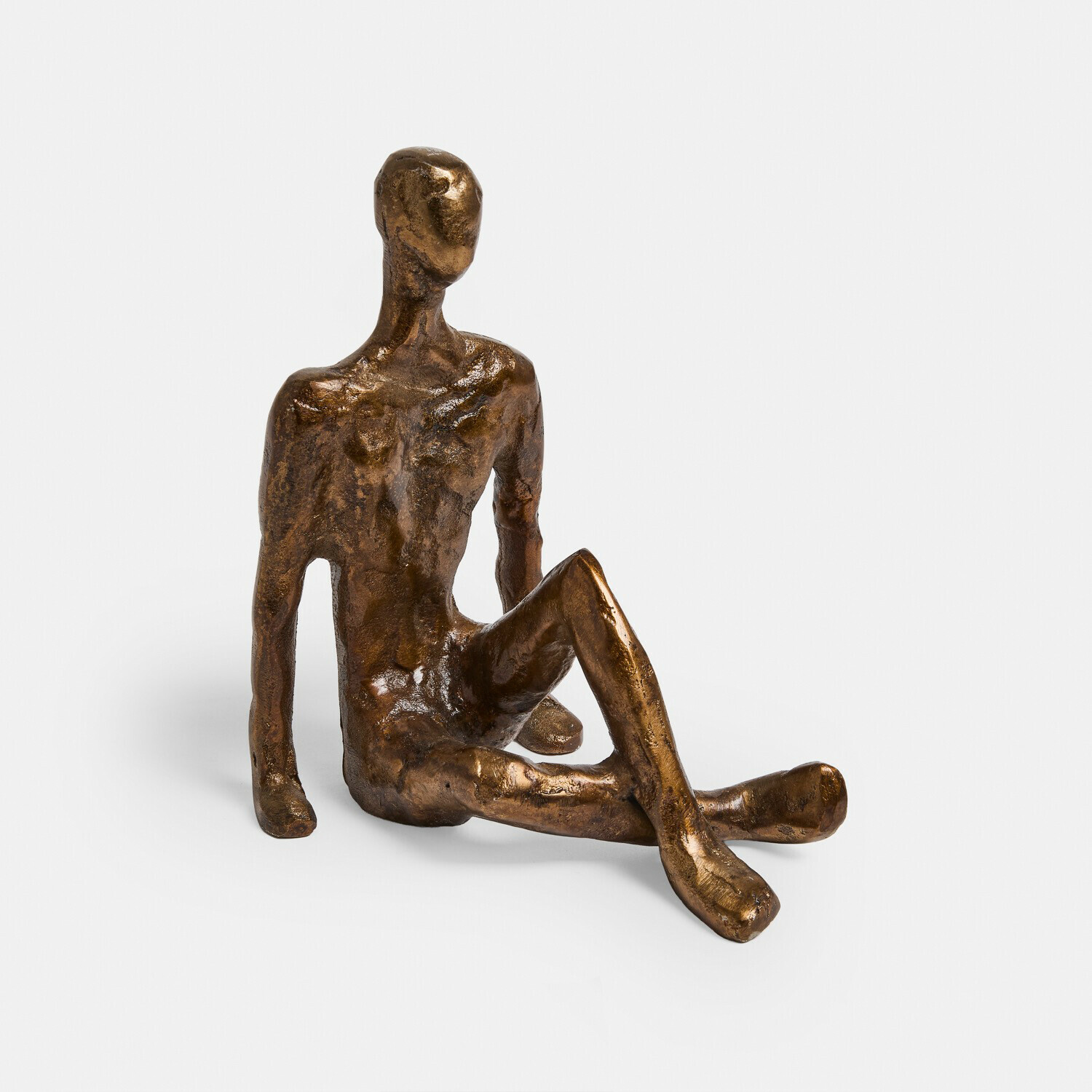 Figurina decorativa Ravoun Scultura in bronzo di figura seduta con texture grezza, decorazione artistica per interni