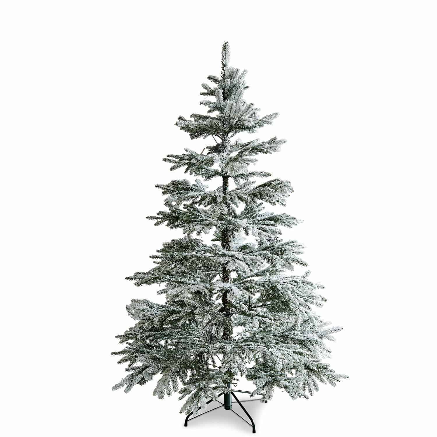Albero di Natale Lokossa Albero di Natale artificiale con rami verdi innevati su base metallica stabile