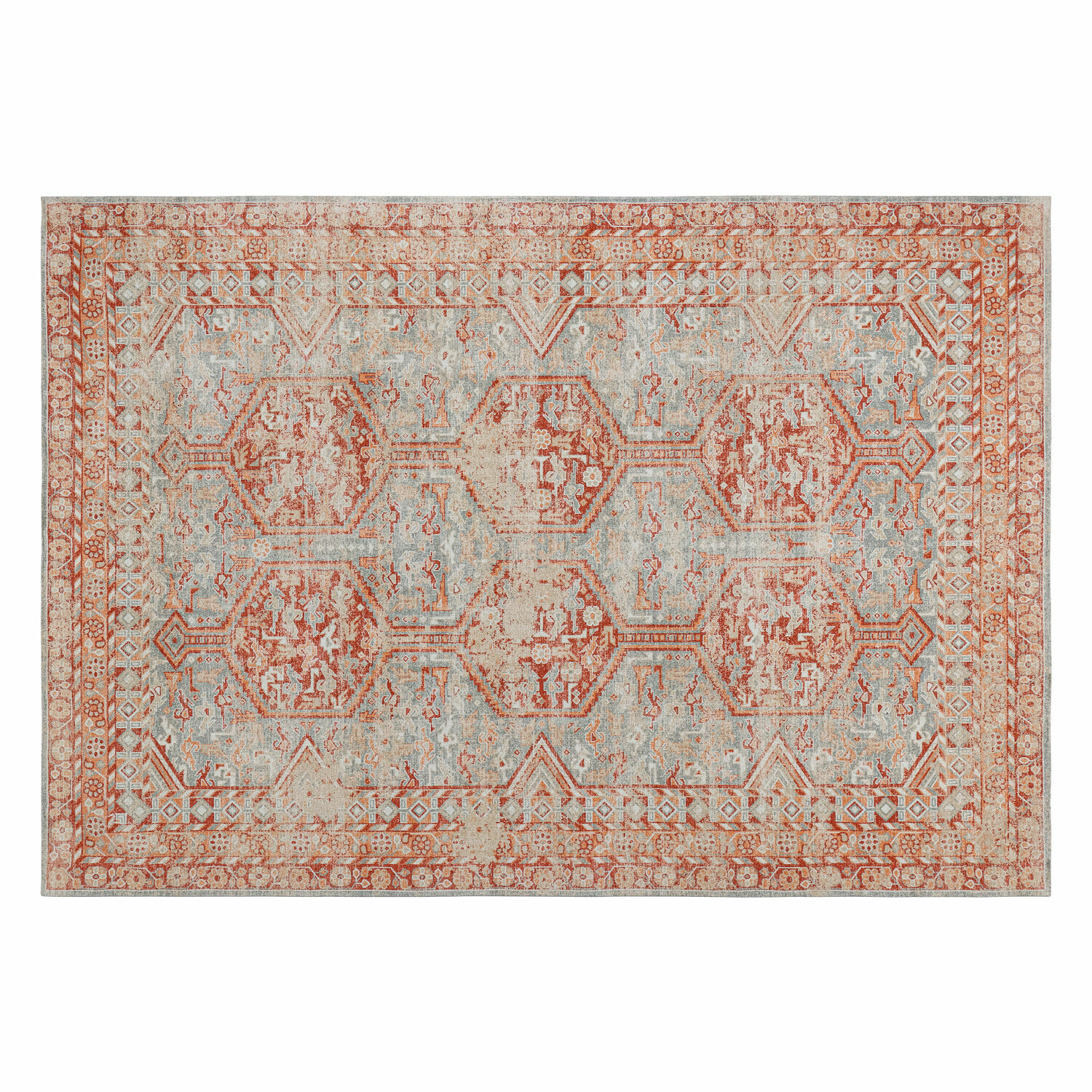 Tappeto Incantaro Tappeto vintage con motivo rosso e grigio, decorativo e resistente per interni eleganti