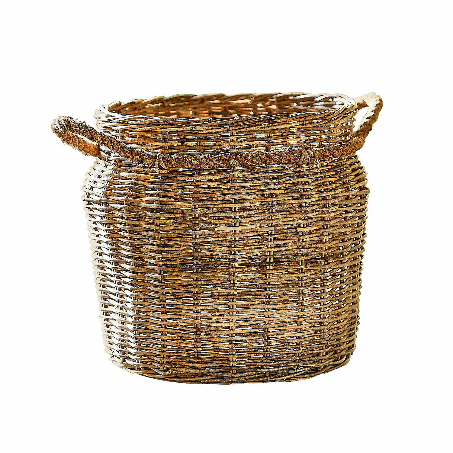Cesto Doriven Cesto rotondo in vimini marrone naturale con manici per conservazione e decorazione